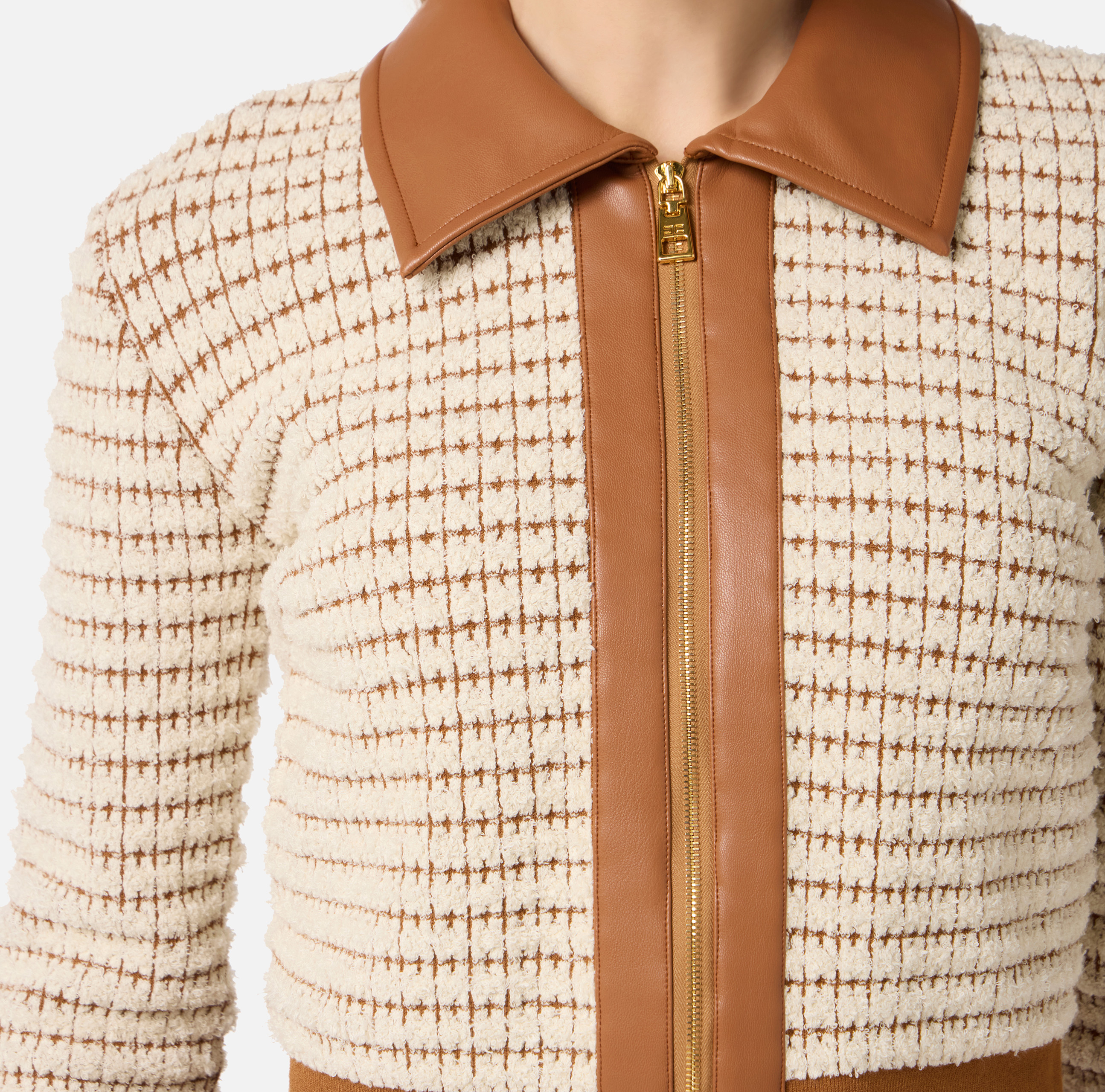 Cardigan in chenille fabric with waffle stitch | Elisabetta Franchi