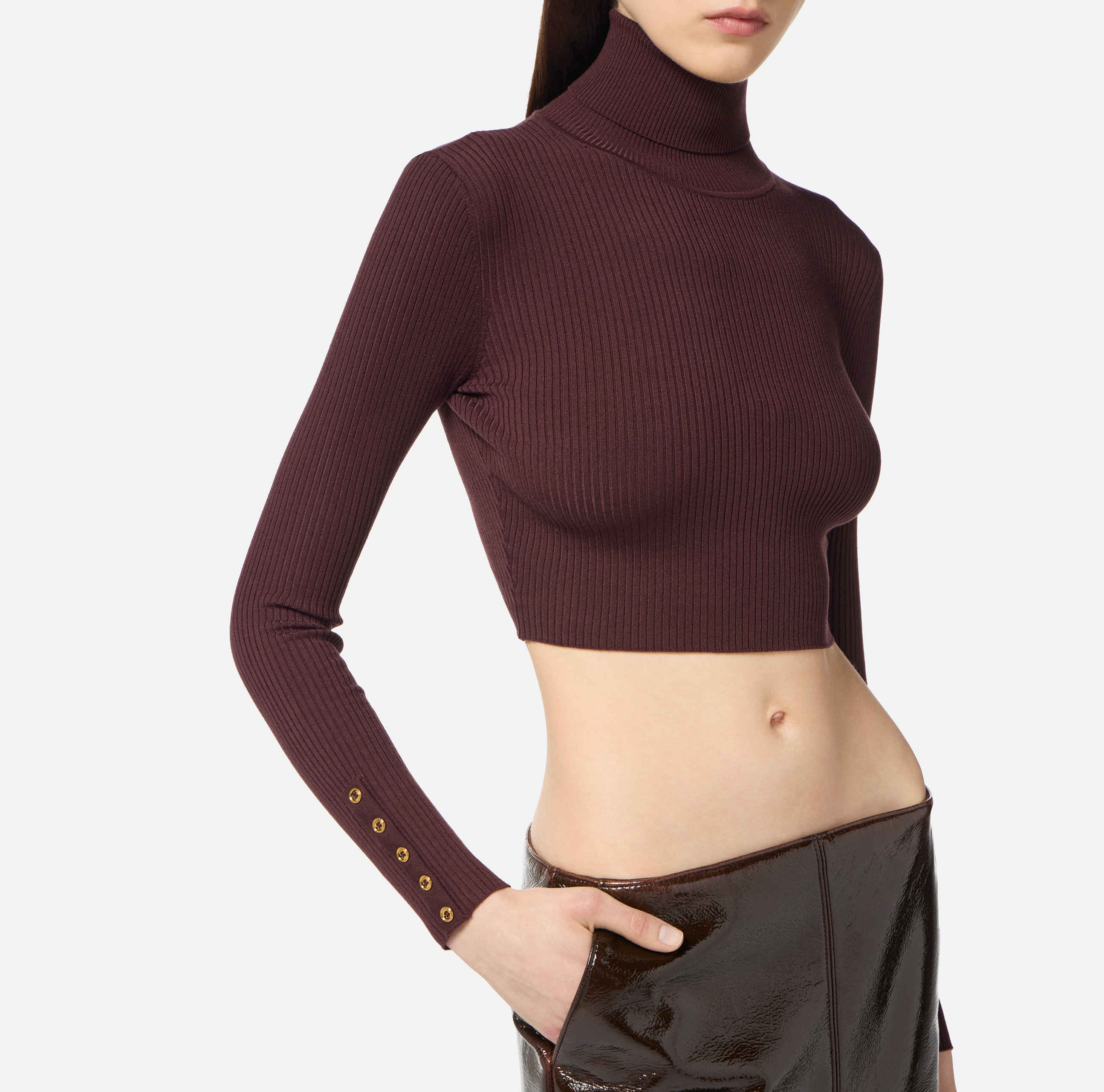 Top in ribbed knit fabric with buttons | Elisabetta Franchi