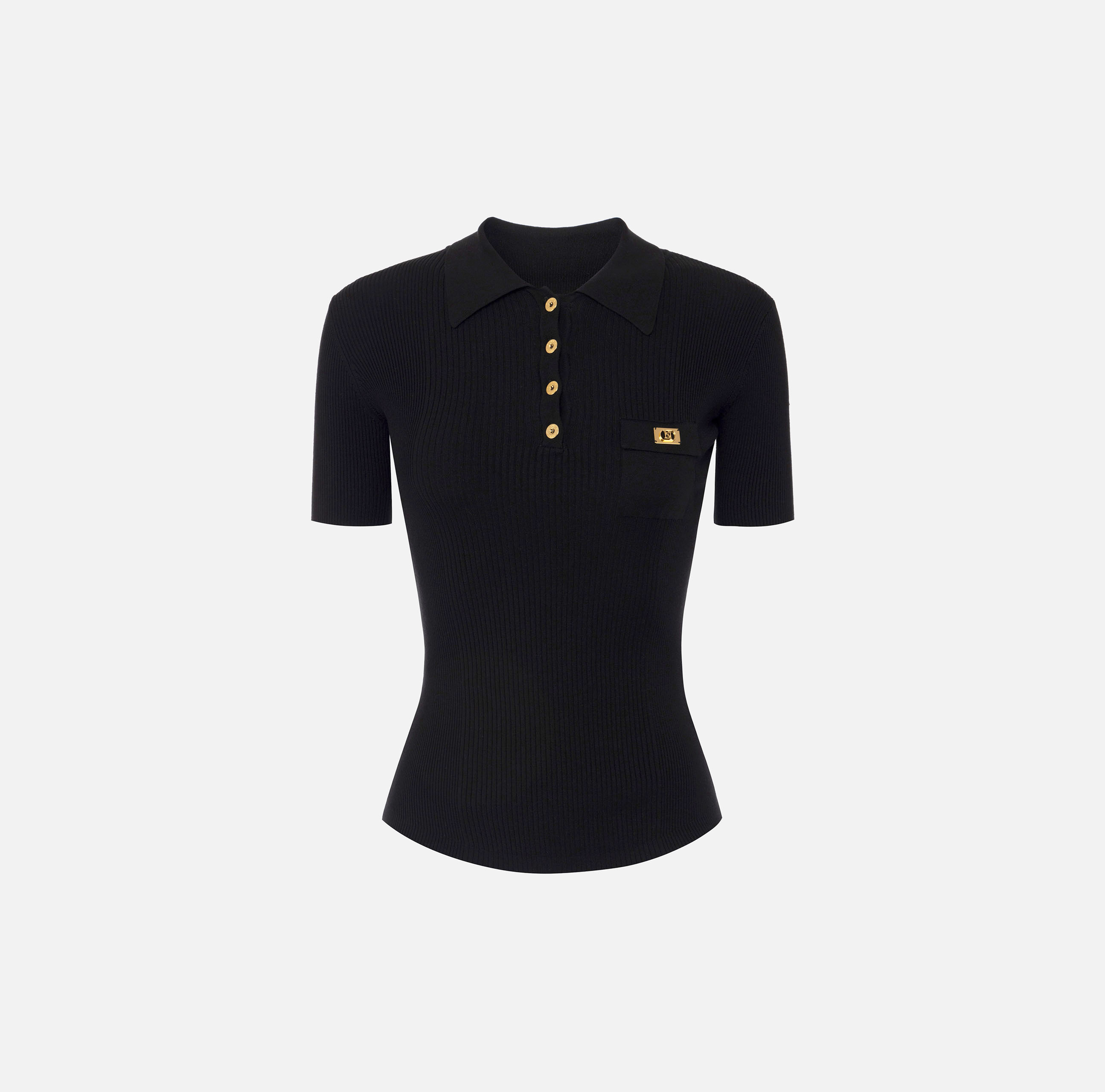 elisabetta franchi Polo en micro-côtes avec poche poitrine