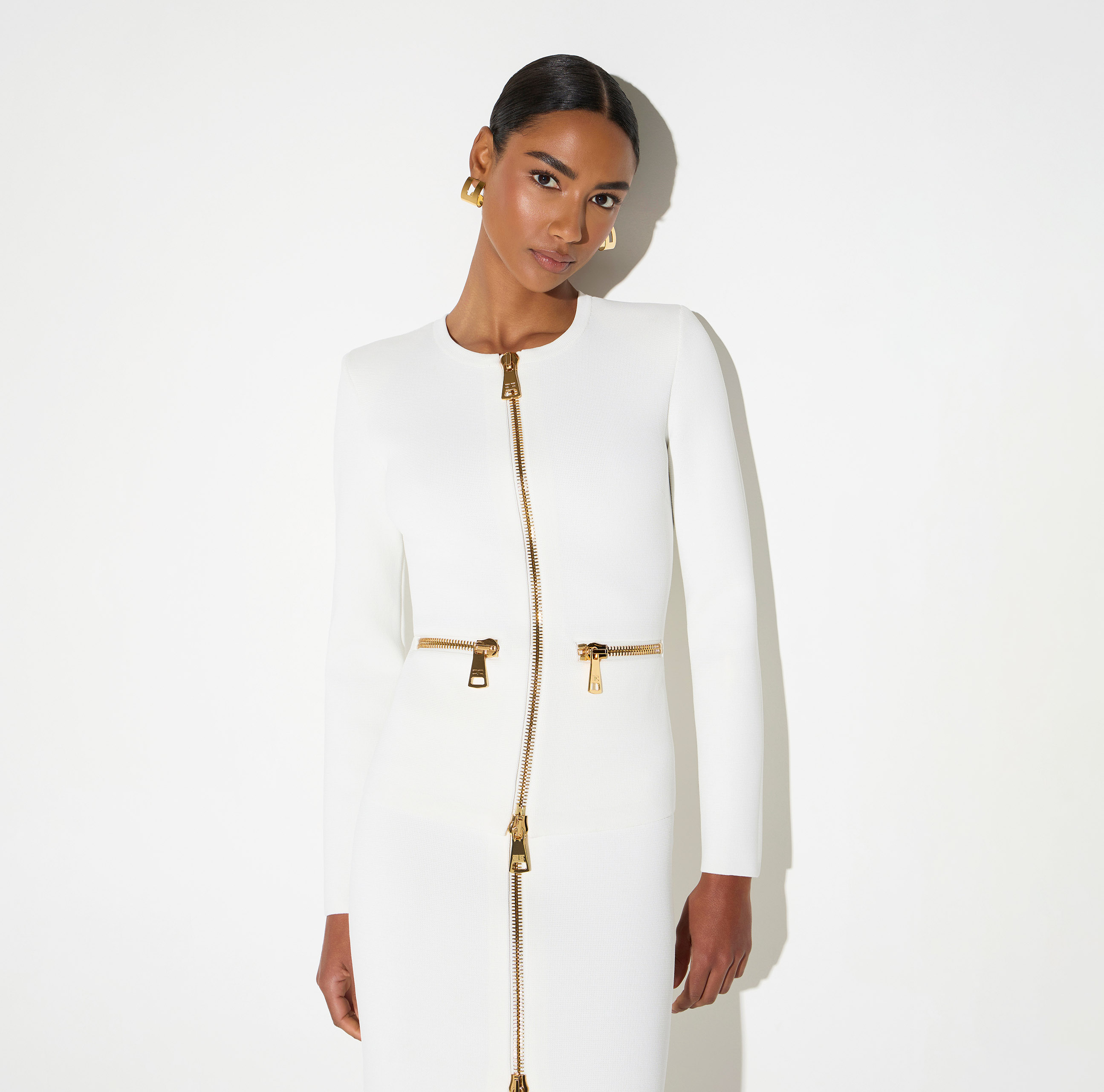 Cardigan in knit fabric with zip | Elisabetta Franchi