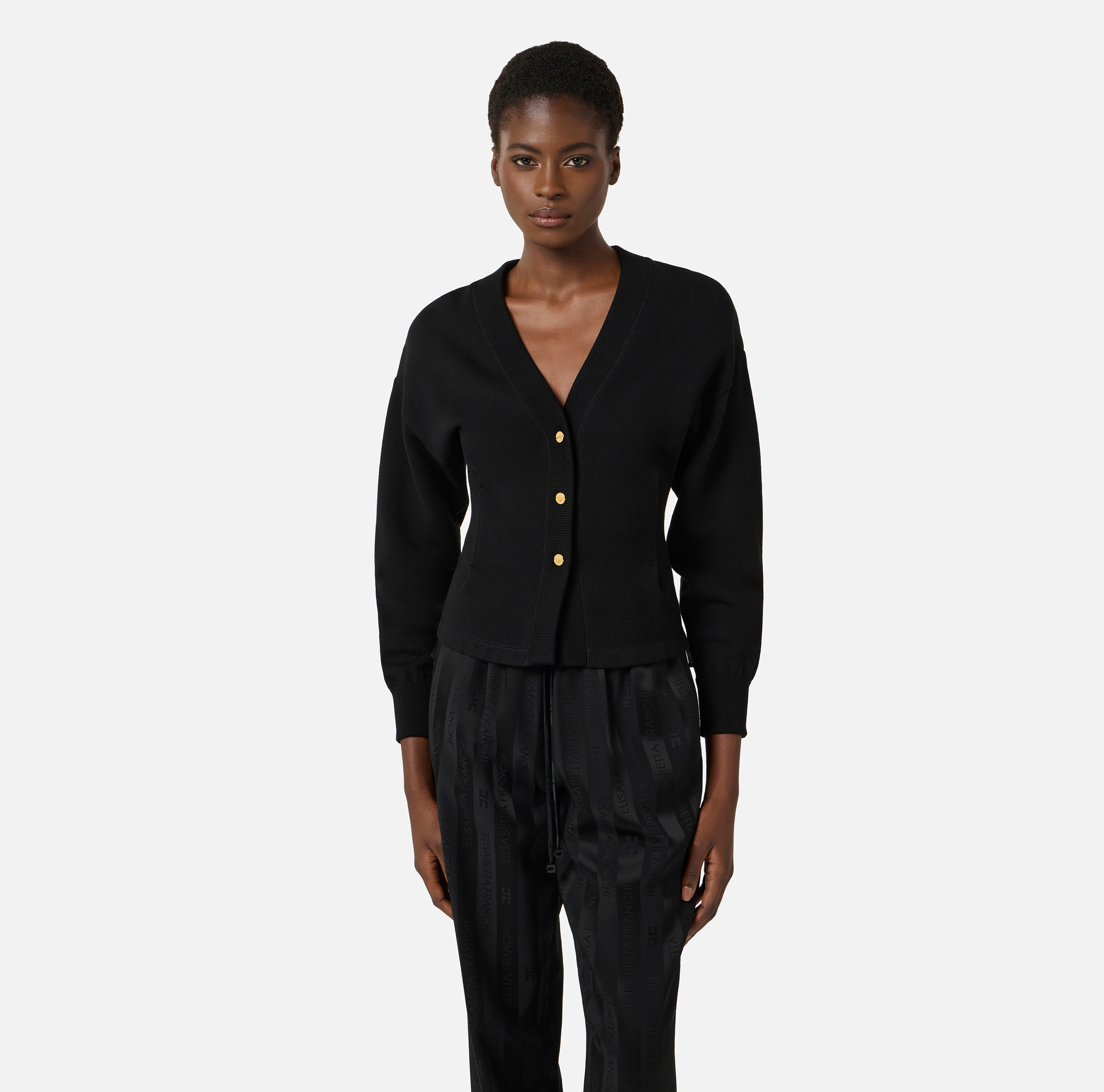 ELISABETTA FRANCHIカーディガン Elisabetta Franchi black Elisabetta Franchi cardigan with crystals
