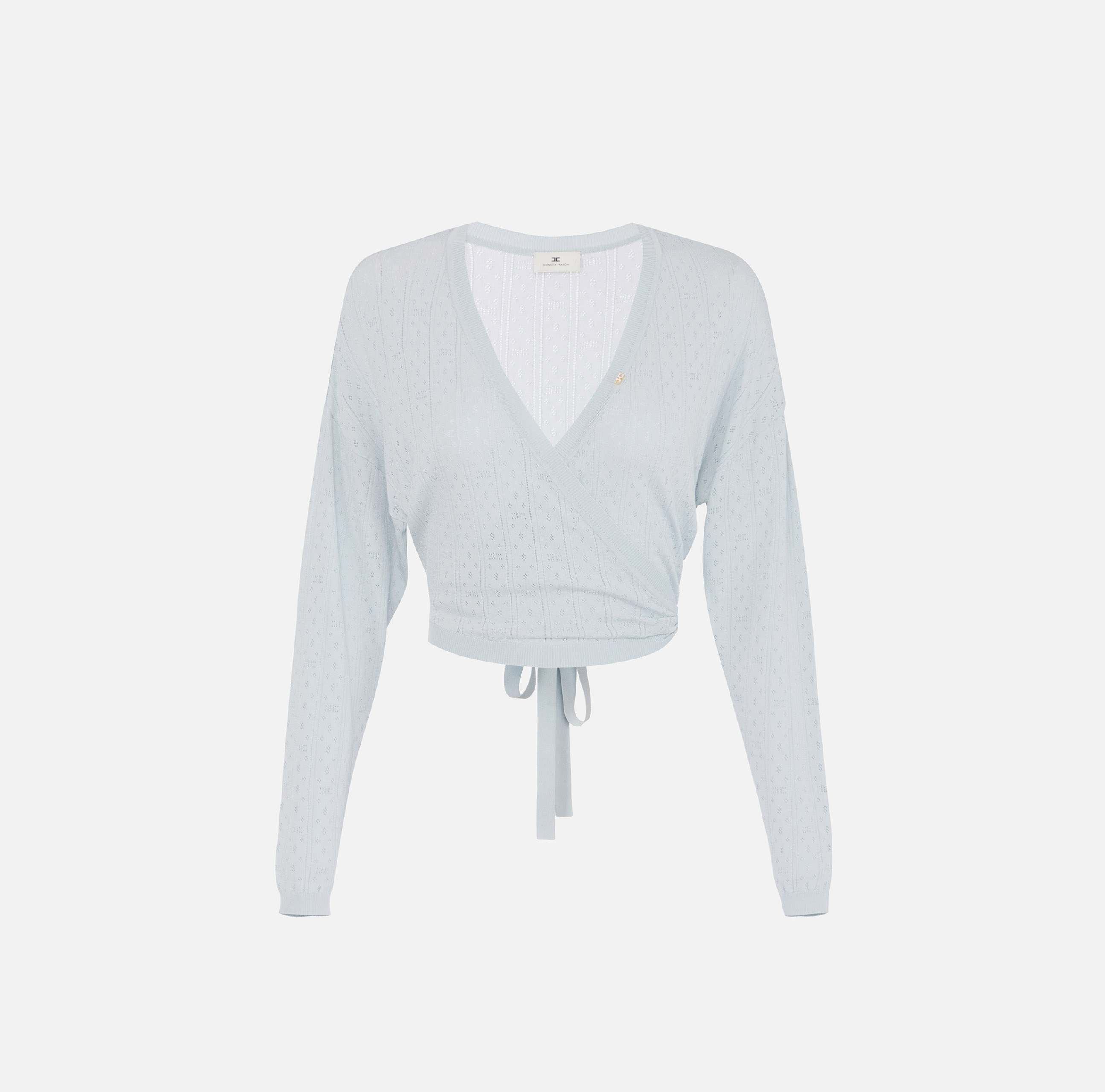 elisabetta franchi Cardigan en tricot avec broderies ajourées