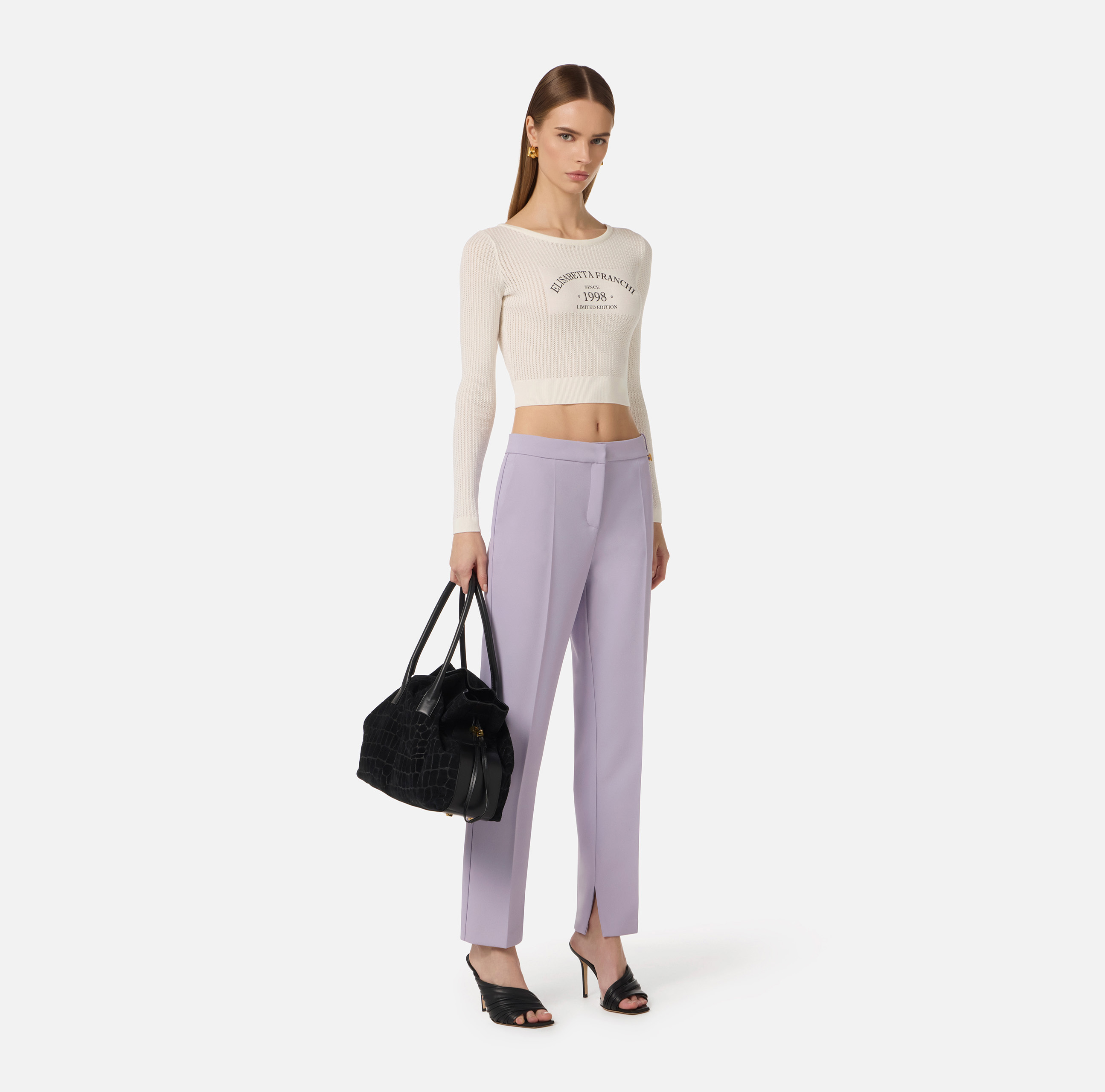 ELISABETTA FRANCHI ロゴニットトップス38 Knit top with printed logo | Elisabetta Franchi