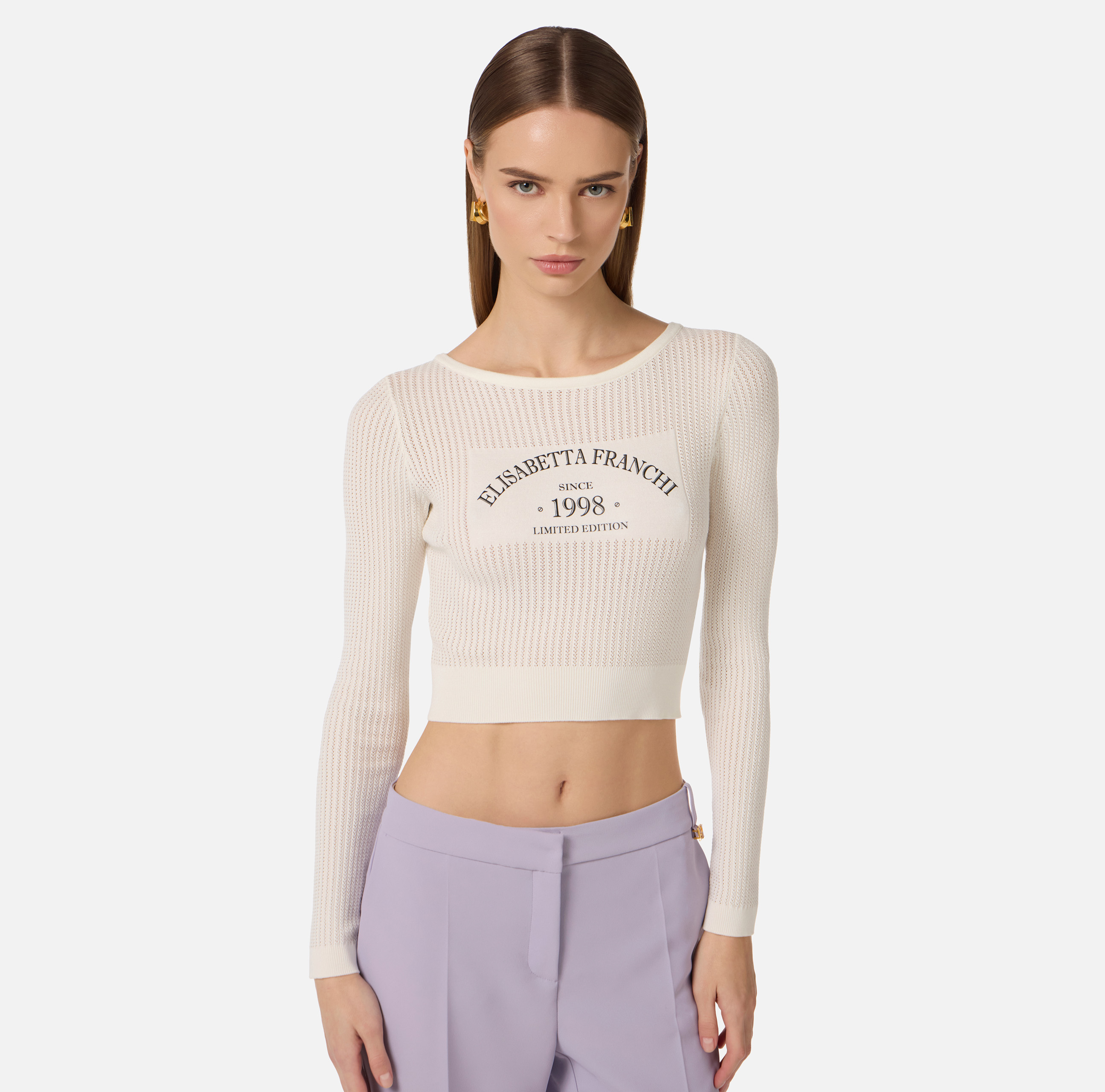 Knit top with printed logo | Elisabetta Franchi