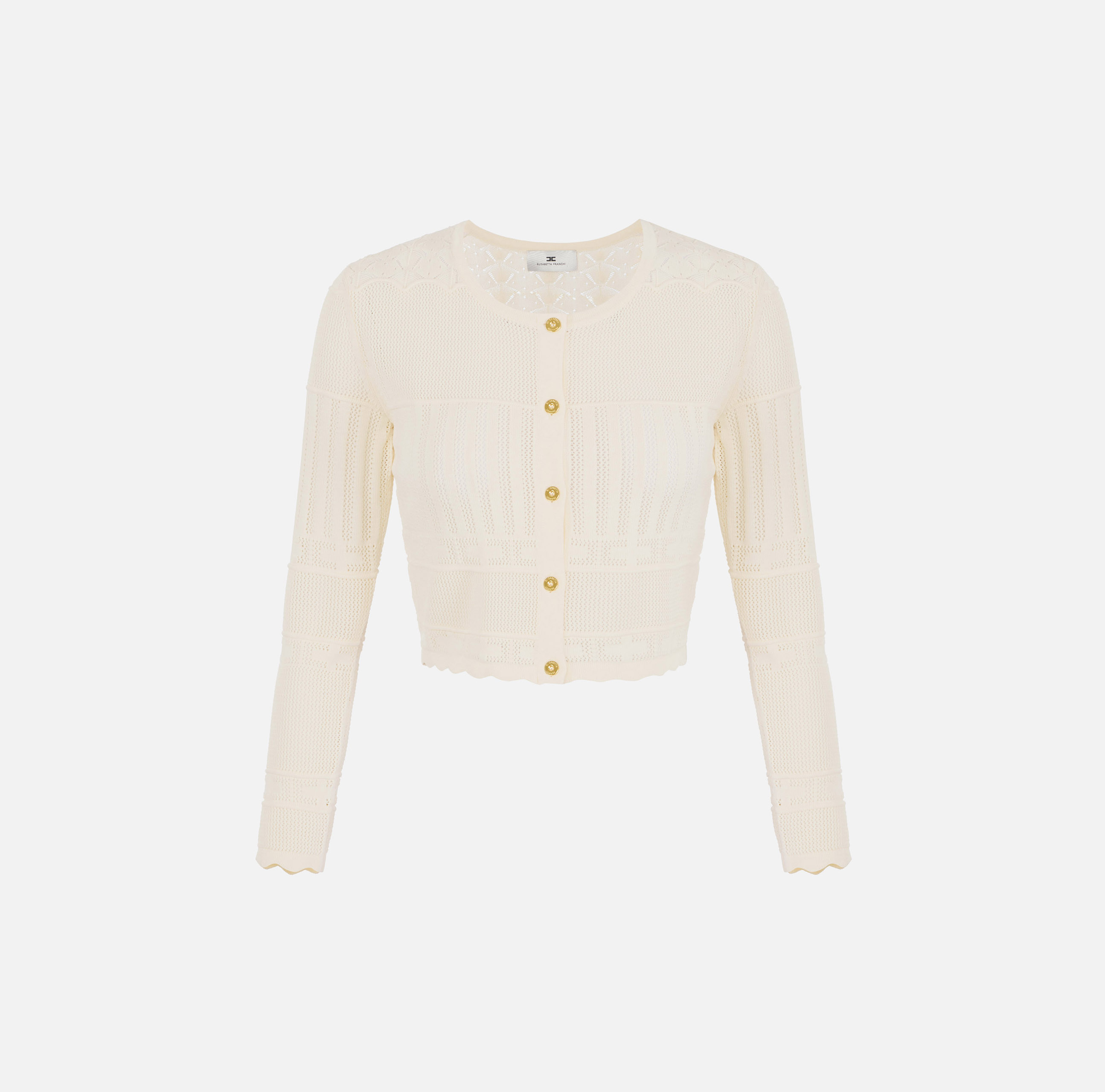 Knit cardigan with openwork embroideries | Elisabetta Franchi