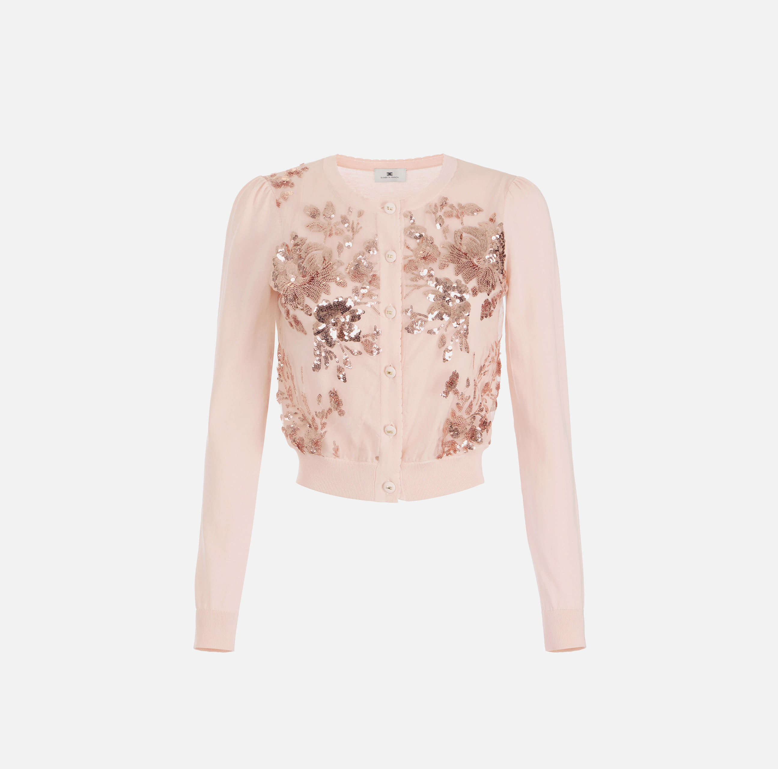 ELISABETTA FRANCHI 売れ筋商品|||エリザベスフランキ ニット&セーター アウター レディース Sweaters Pink Cotton cardigan with embroidered sequins | Elisabetta Franchi