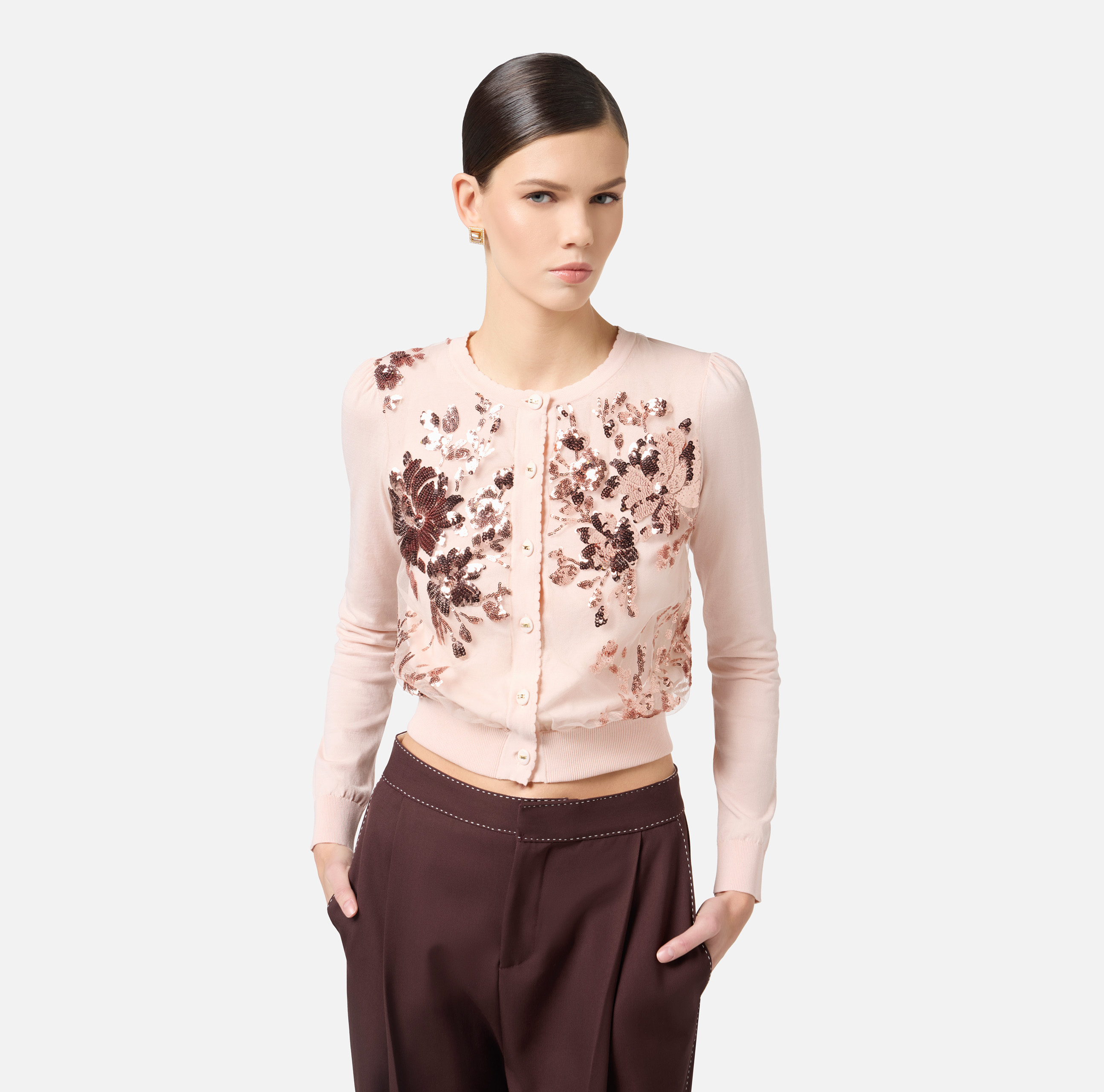【ELISABETTA FRANCHI】スカラップ刺繍入りコットンボイルドレス Elisabetta Franchi women's crepe bustier top to01041e2