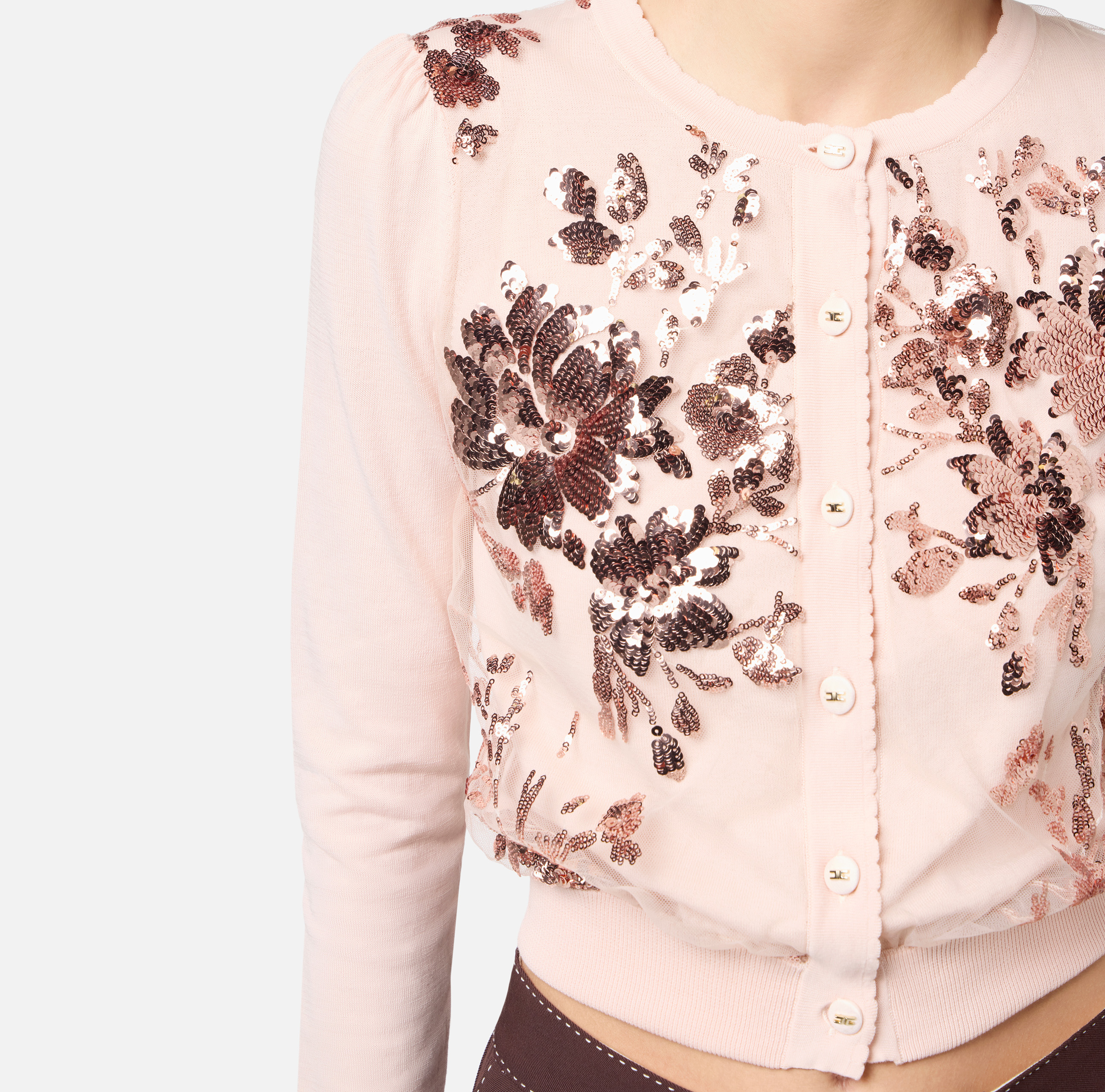 Cotton cardigan with embroidered sequins | Elisabetta Franchi