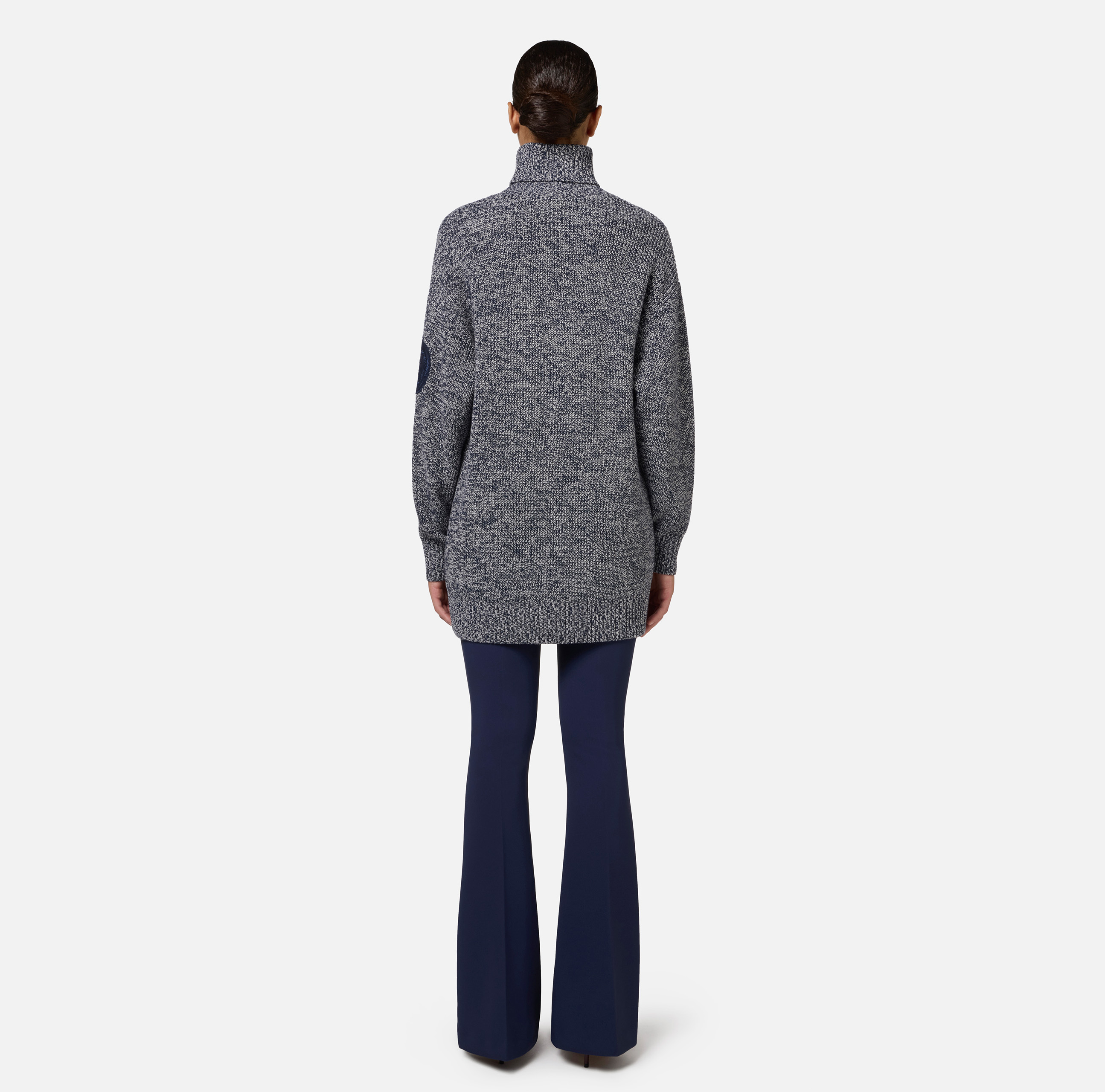 Mouliné viscose turtleneck with logo patch | Elisabetta Franchi