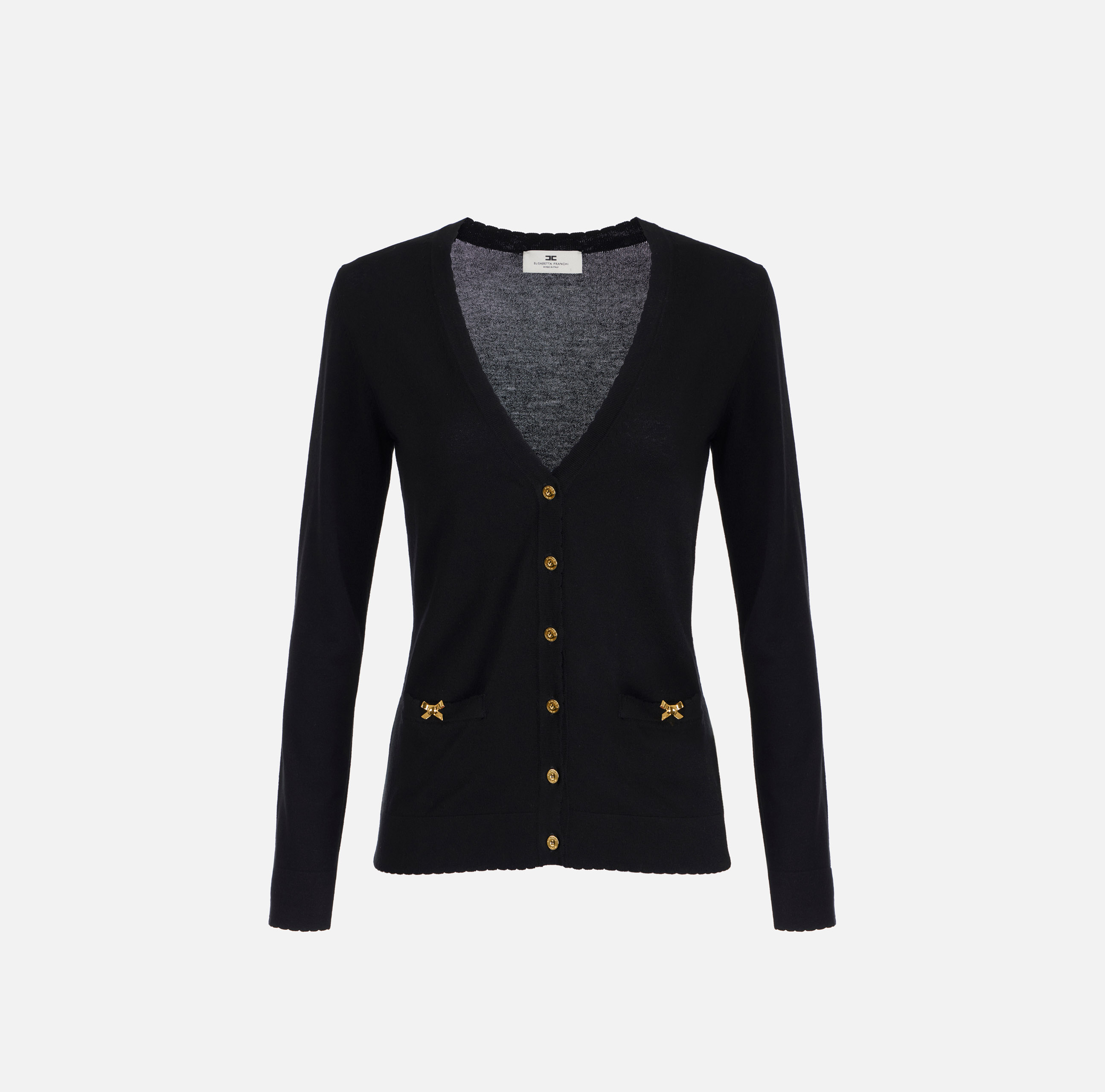 elisabetta franchi Cardigan en tricot avec nœuds bijou