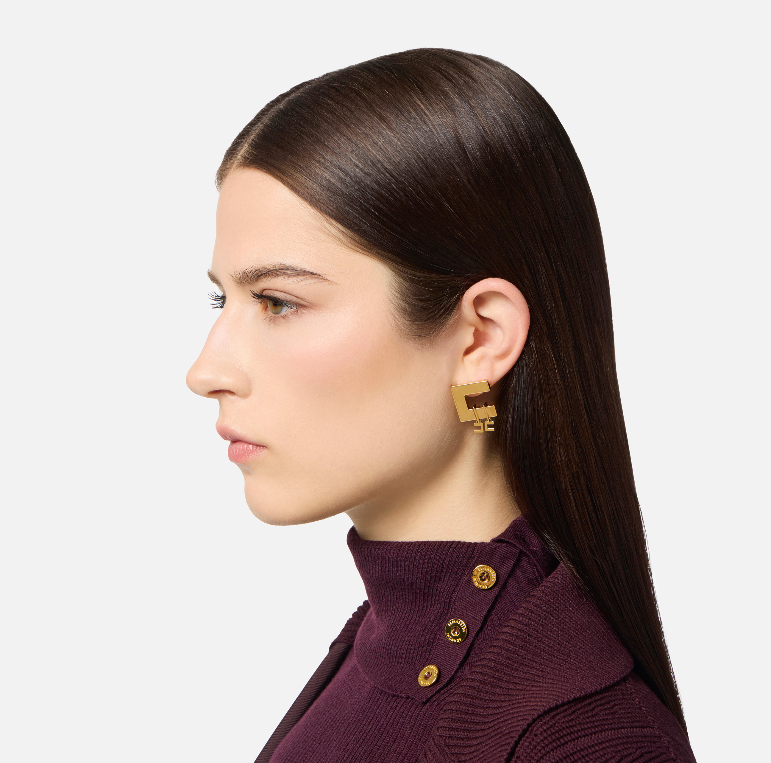 イヤリング ELISABETTA FRANCHI DOUBLE LOGO EARRINGS Double C Logo Earring | Elisabetta Franchi