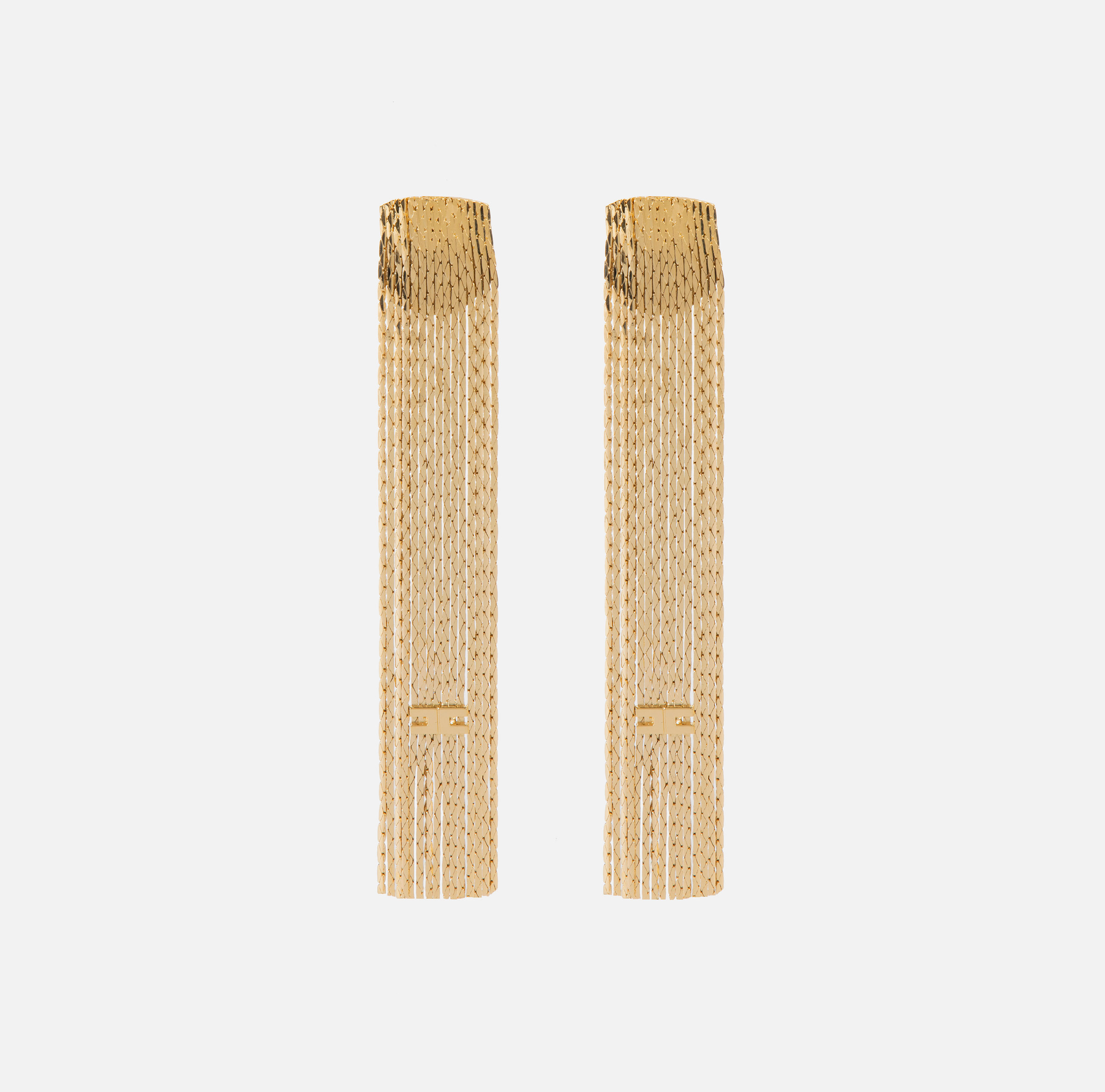 Pendant metal earrings with soldered logo | Elisabetta Franchi