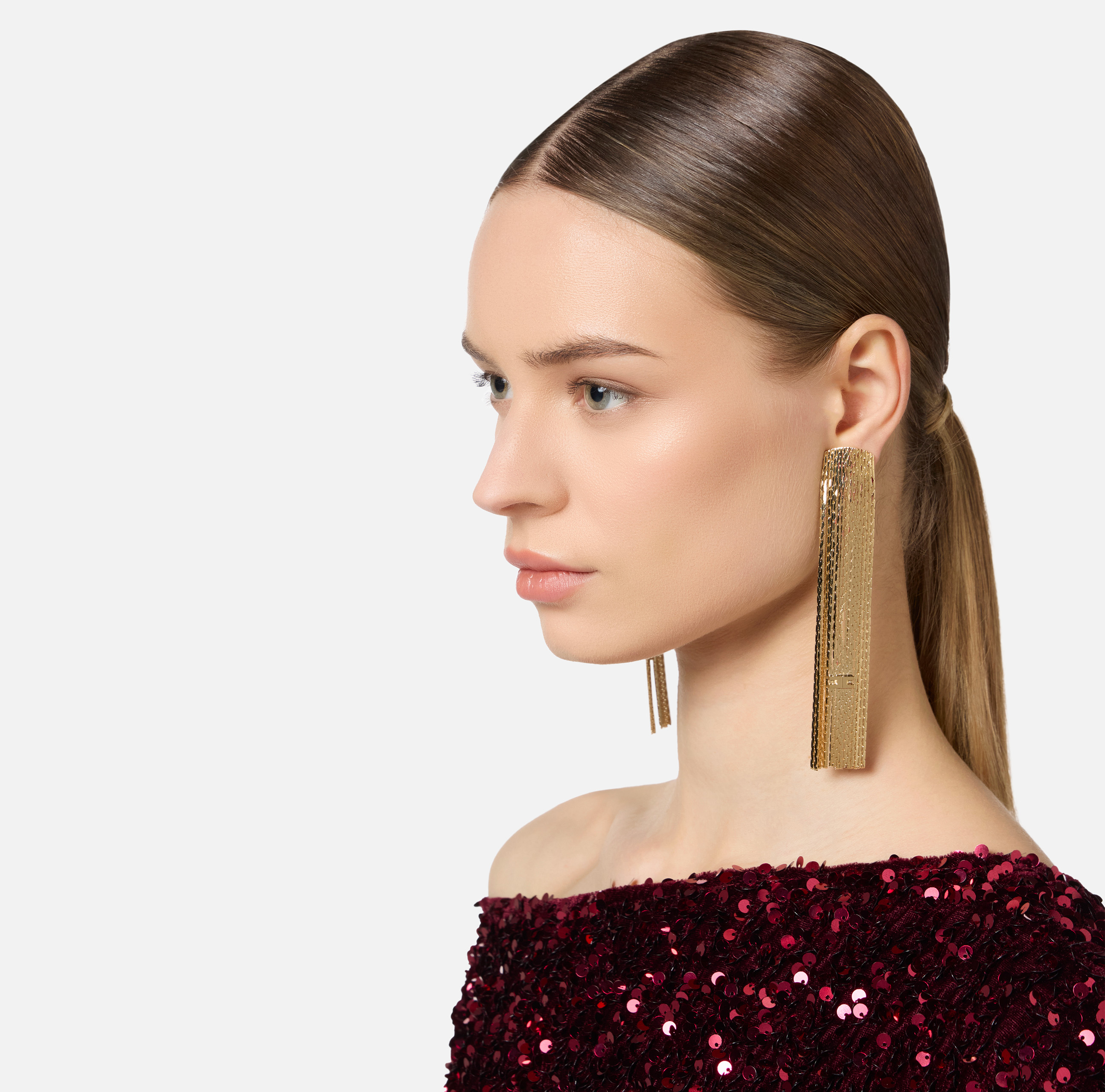 ELISABETTA FRANCHI ロゴ付きラインストーンイヤリング ネイビー Logo earrings with rhinestone pendants | Elisabetta Franchi