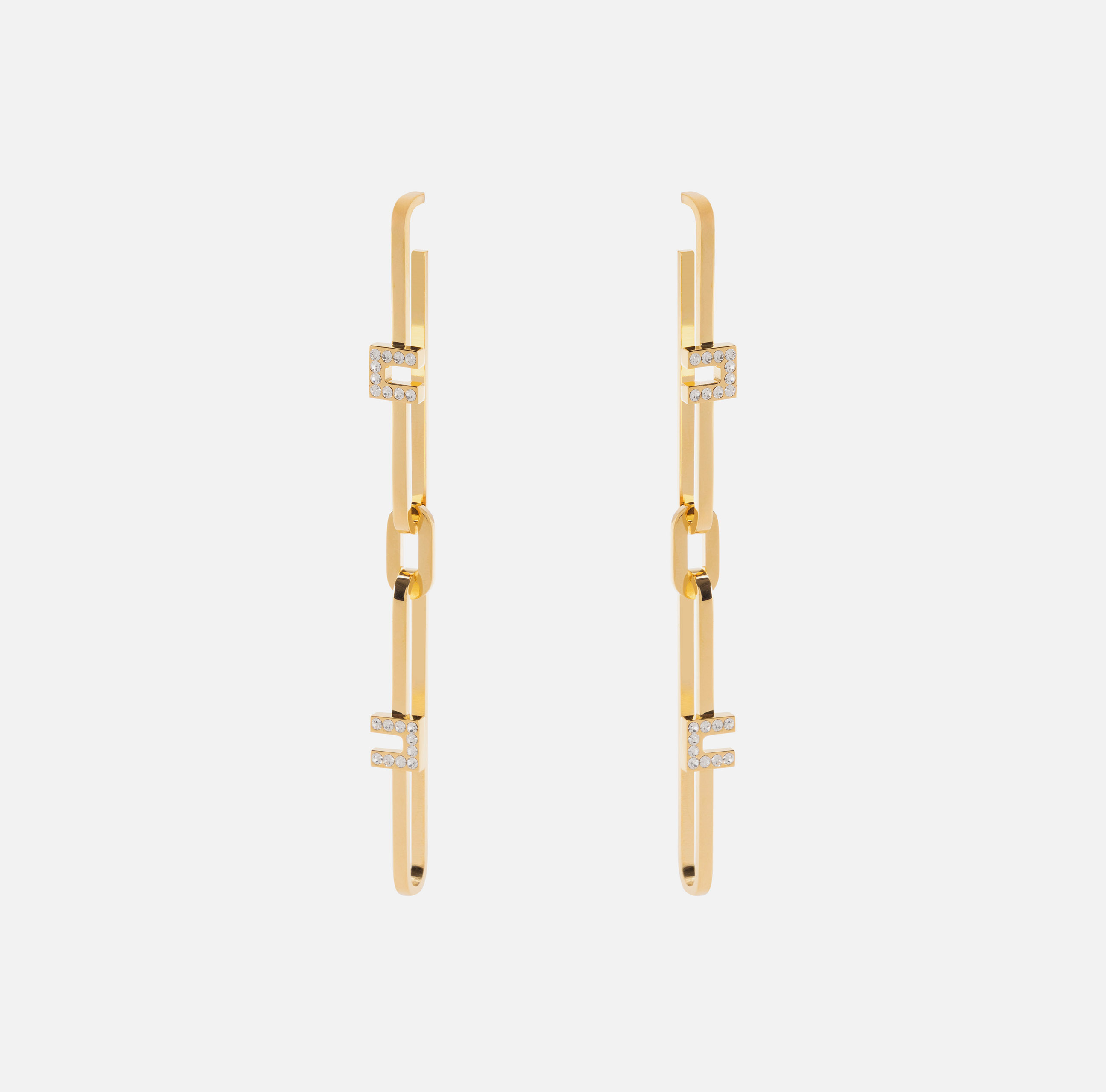 elisabetta franchi Boucles d'oreilles en laiton avec logo et strass