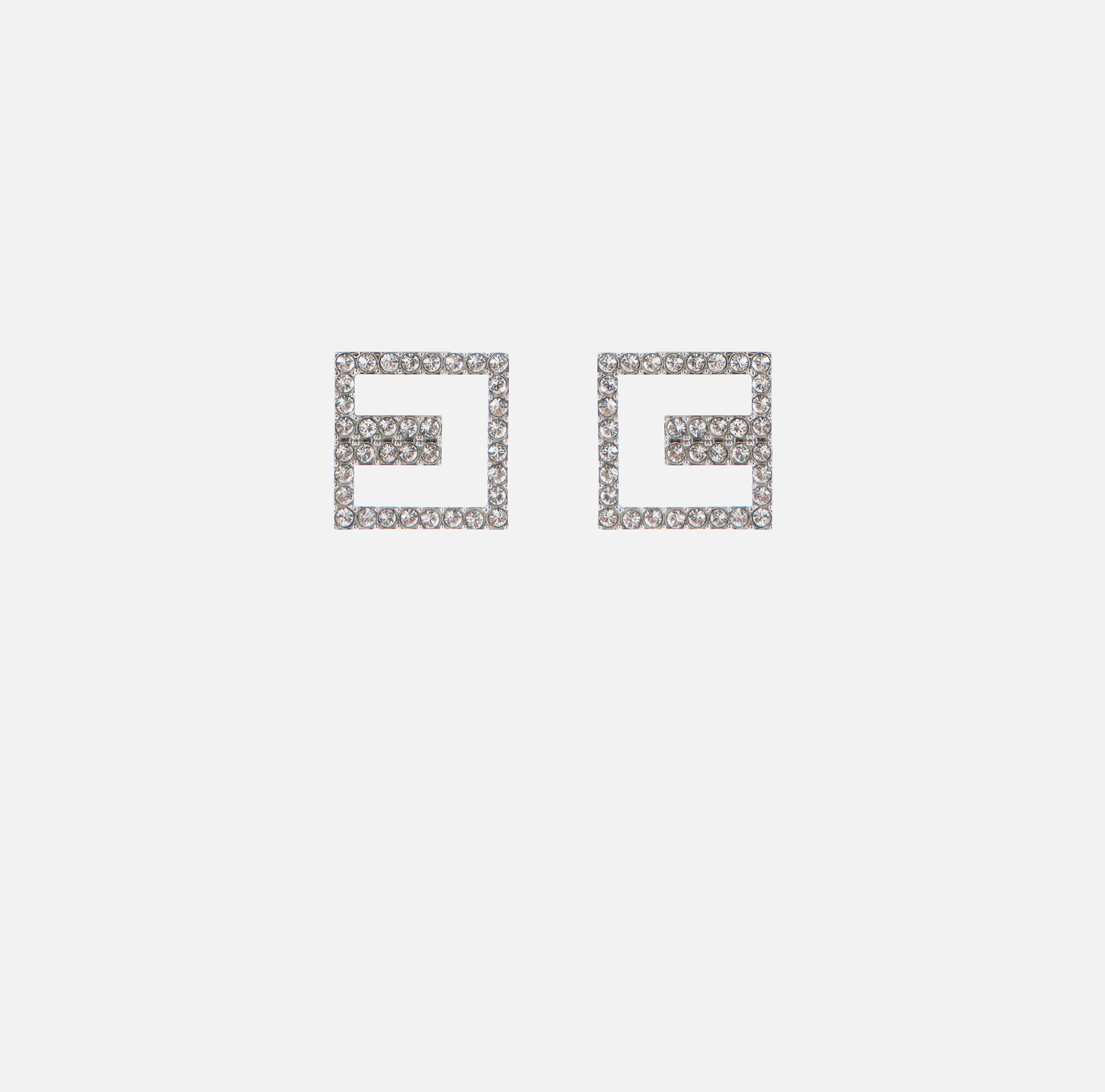 ELISABETTA FRANCHI ロゴ付きラインストーンイヤリング シルバー Logo outline earrings with rhinestones | Elisabetta Franchi