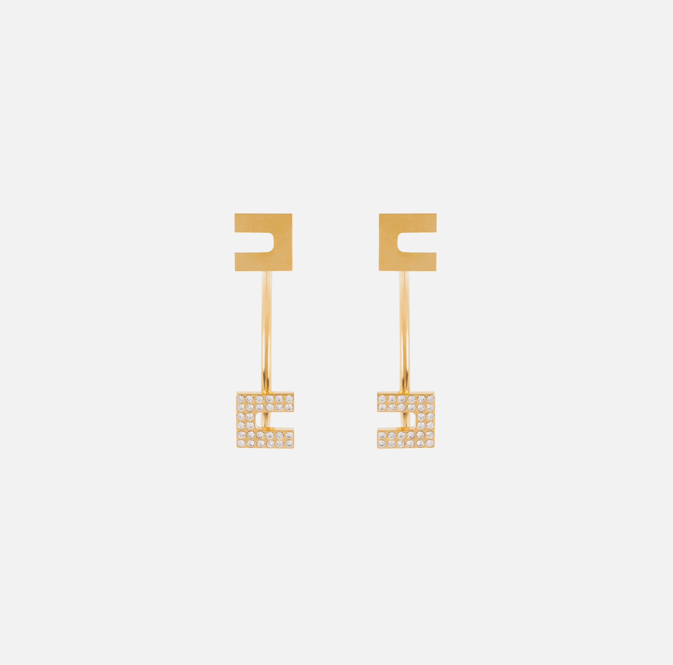 Brass half-ring earrings with rhinestones | Elisabetta Franchi