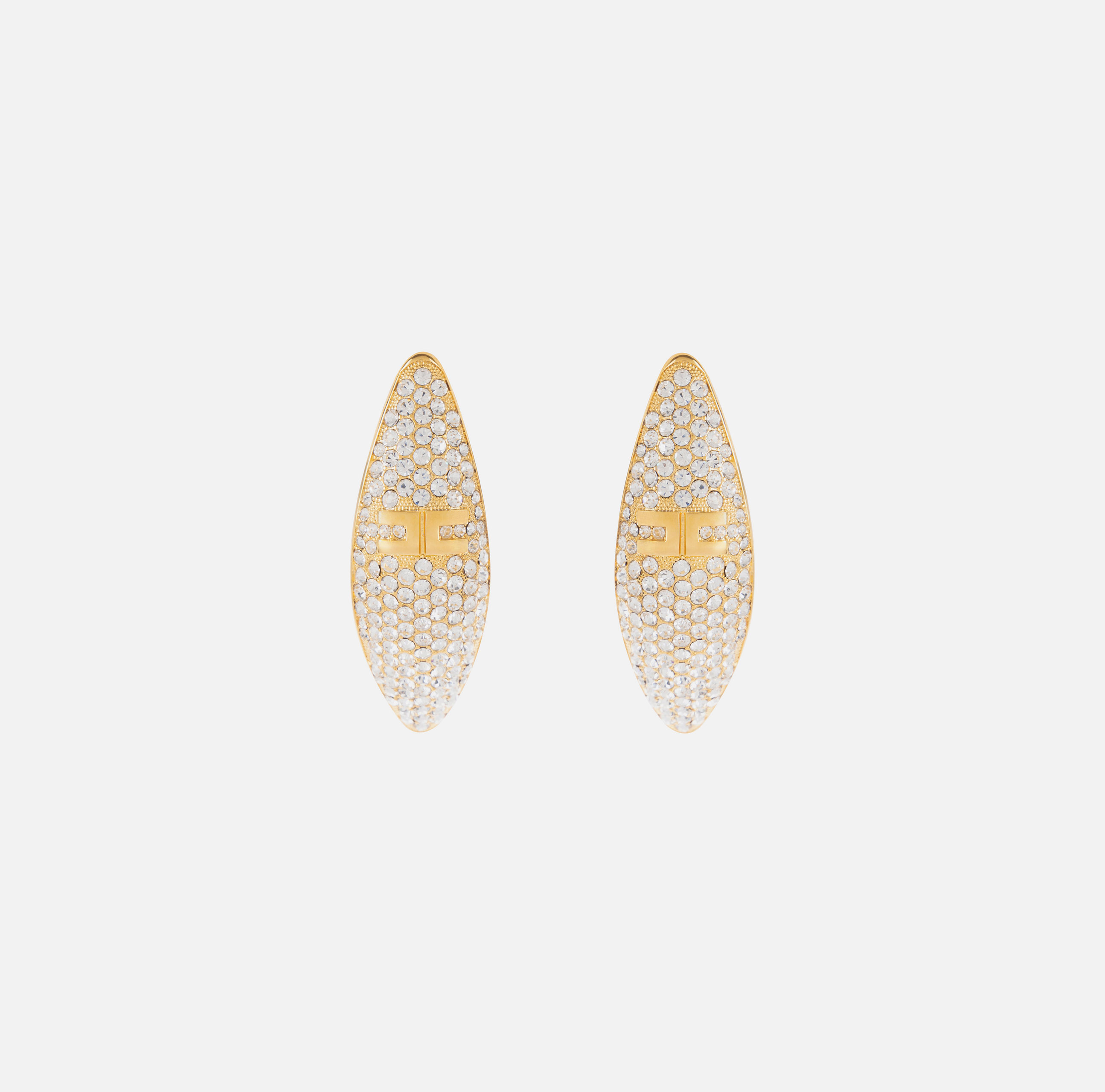 elisabetta franchi Micro-boucles d'oreilles en laiton avec strass et logo