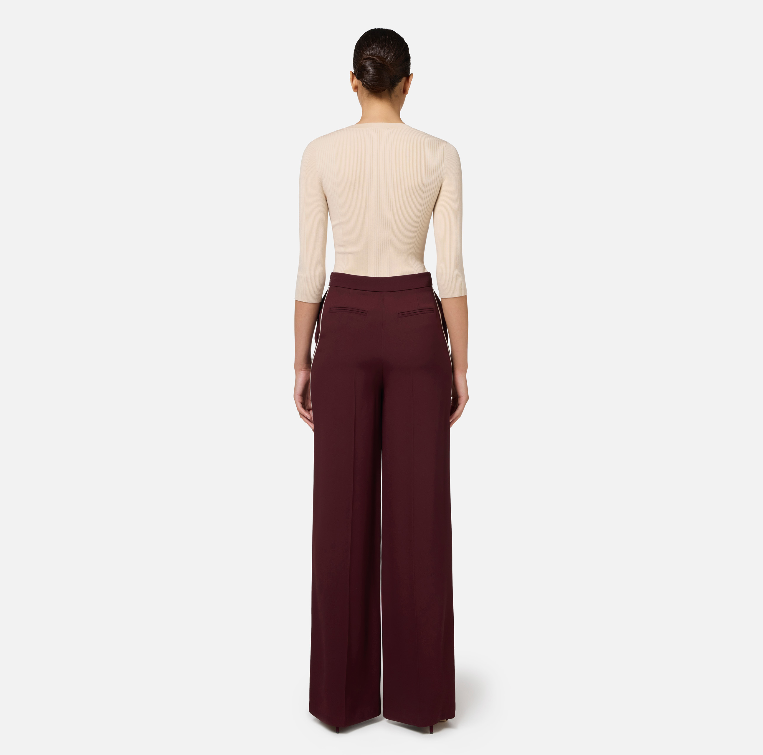 Palazzo trousers in enver satin fabric with horsebit | Elisabetta 
