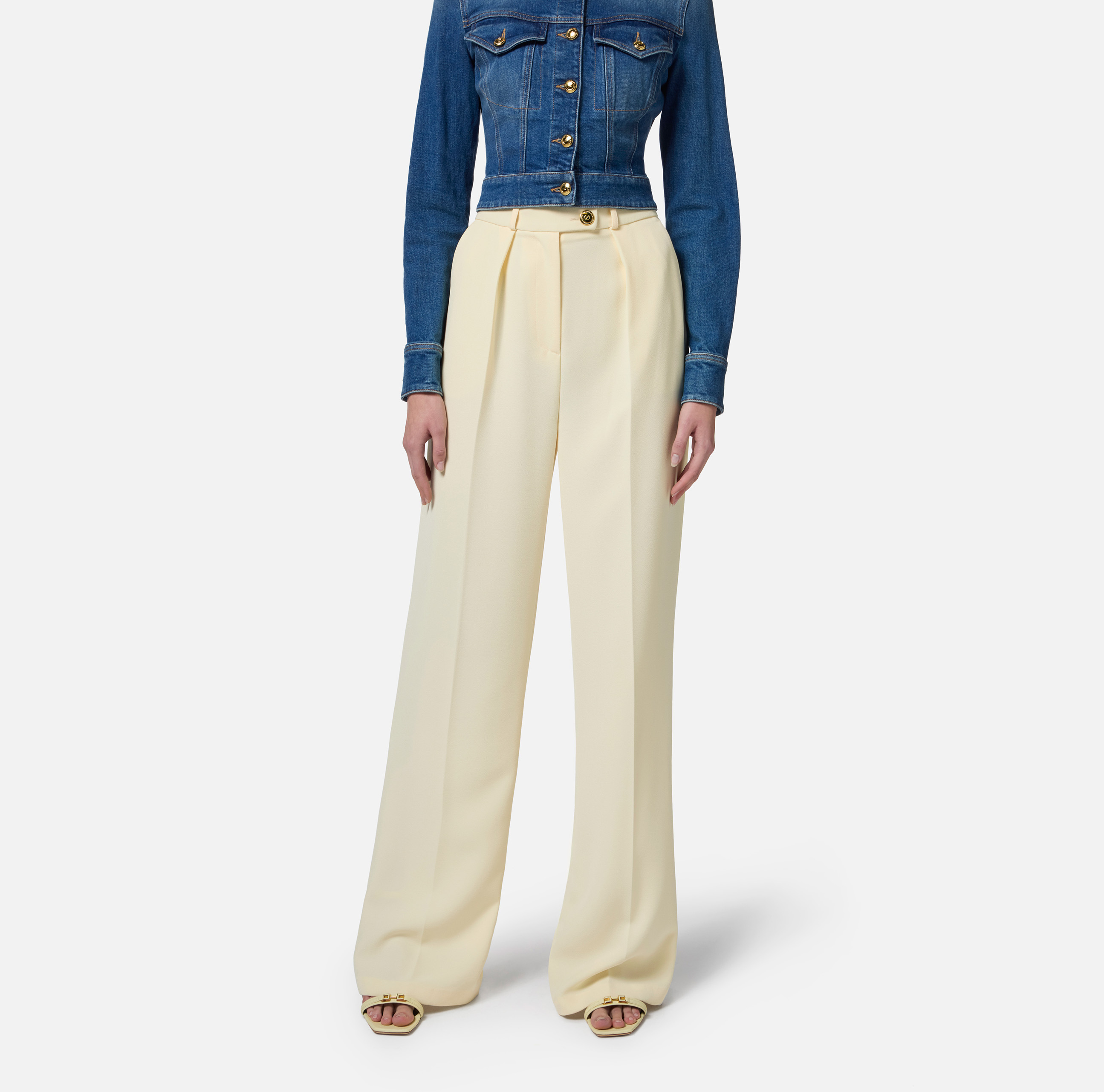 パンツ ELISABETTA FRANCHI Woman Pants Yellow Cream PAT35 193 Elisabetta Franchi Outlet: Pants woman - Yellow Cream