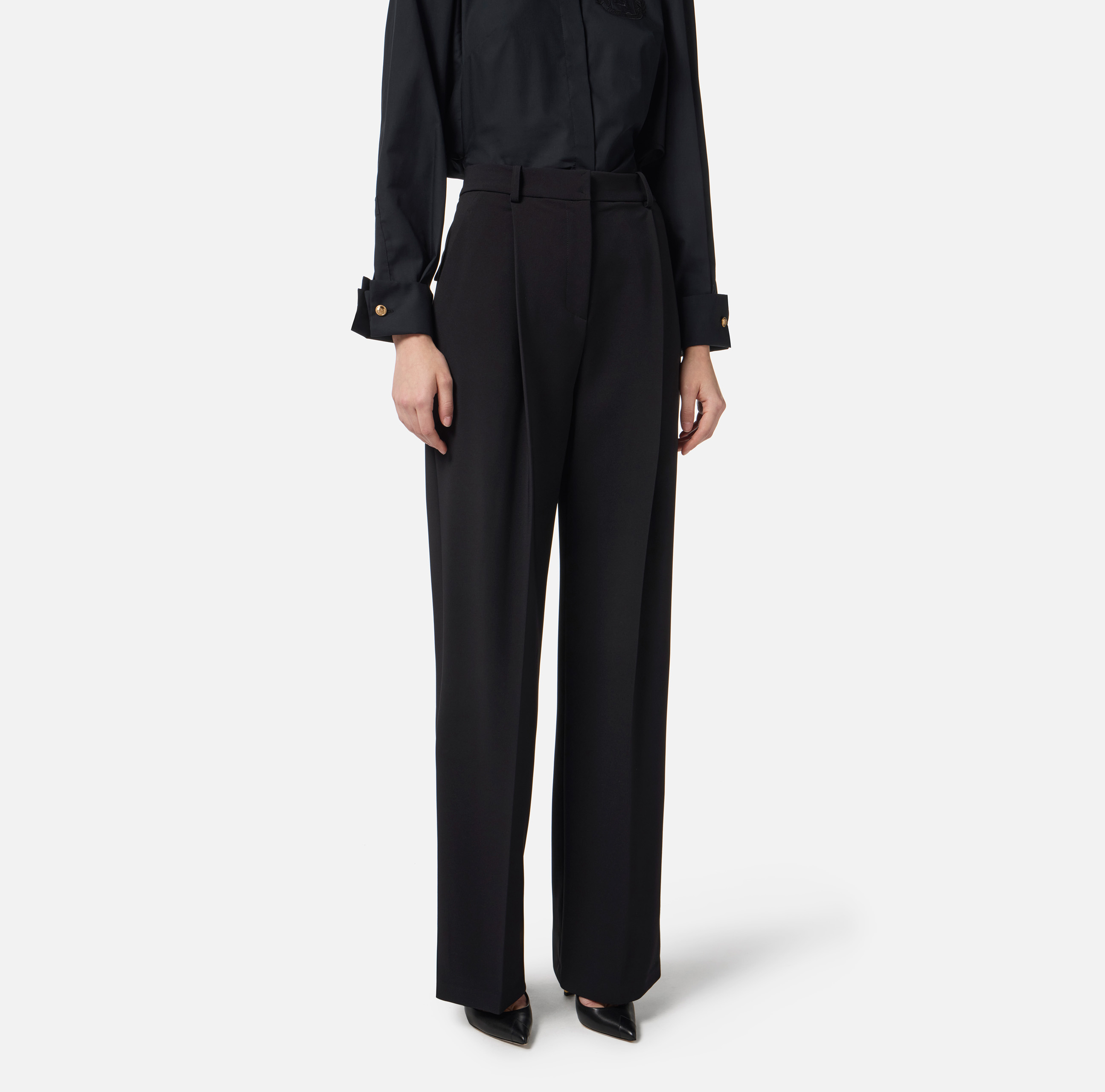 ELISABETTA FRANCHI 24AW パンツ ブラック系 Elisabetta Franchi chain-belt Flared Trousers | Black | FARFETCH
