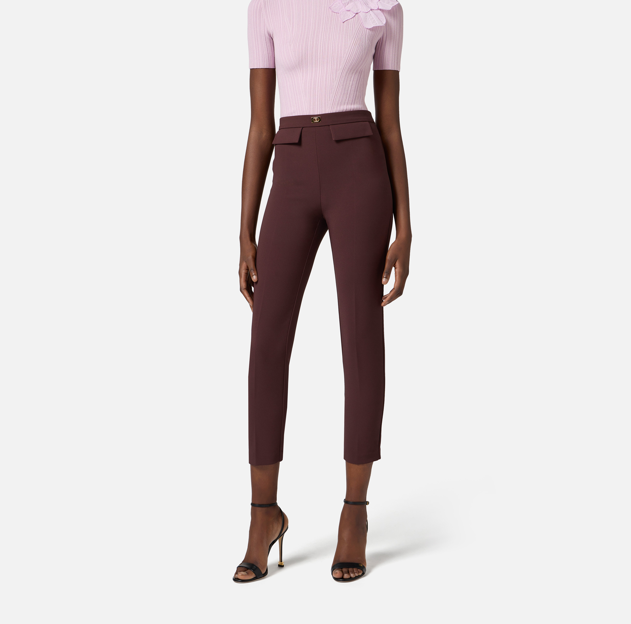 【25-26AW】ELISABETTA FRANCHI ロゴ クールウールパンツ ３色 Trouser Nudo Elisabetta Franchi - Le Follie Shop
