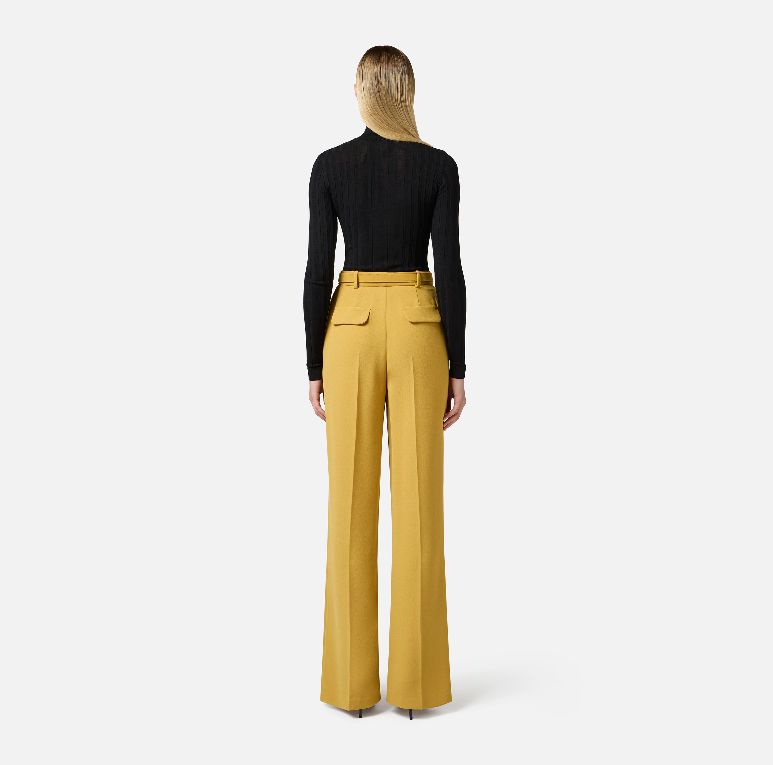 パンツ ELISABETTA FRANCHI Woman Pants Yellow PA076 DC7 Women's crepe pants pat7151e2 Butter-Black | Caposerio.com