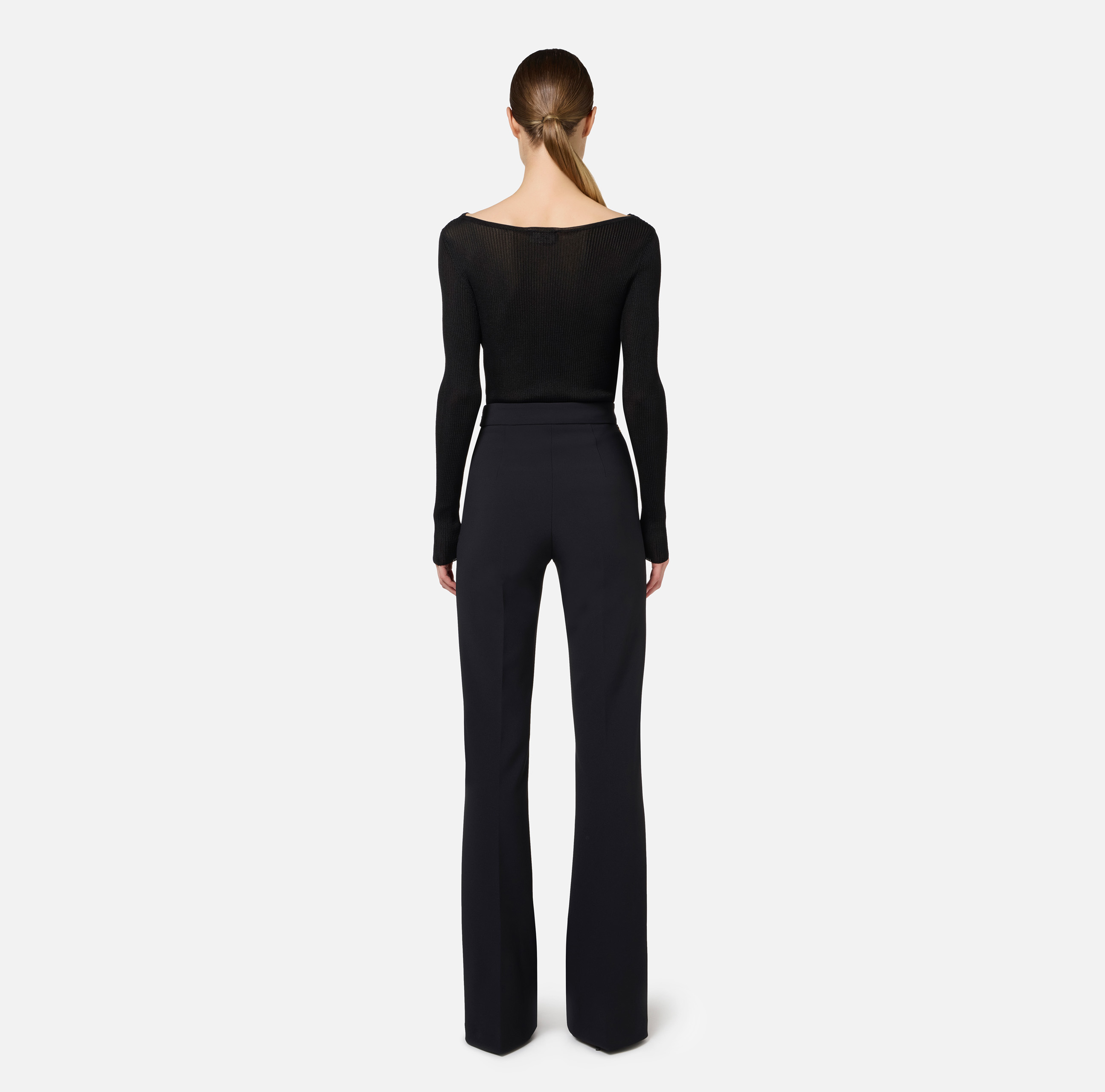 パンツ ELISABETTA FRANCHI PAT3546E2110 Trousers Palazzo trousers in stretch crêpe fabric with belt