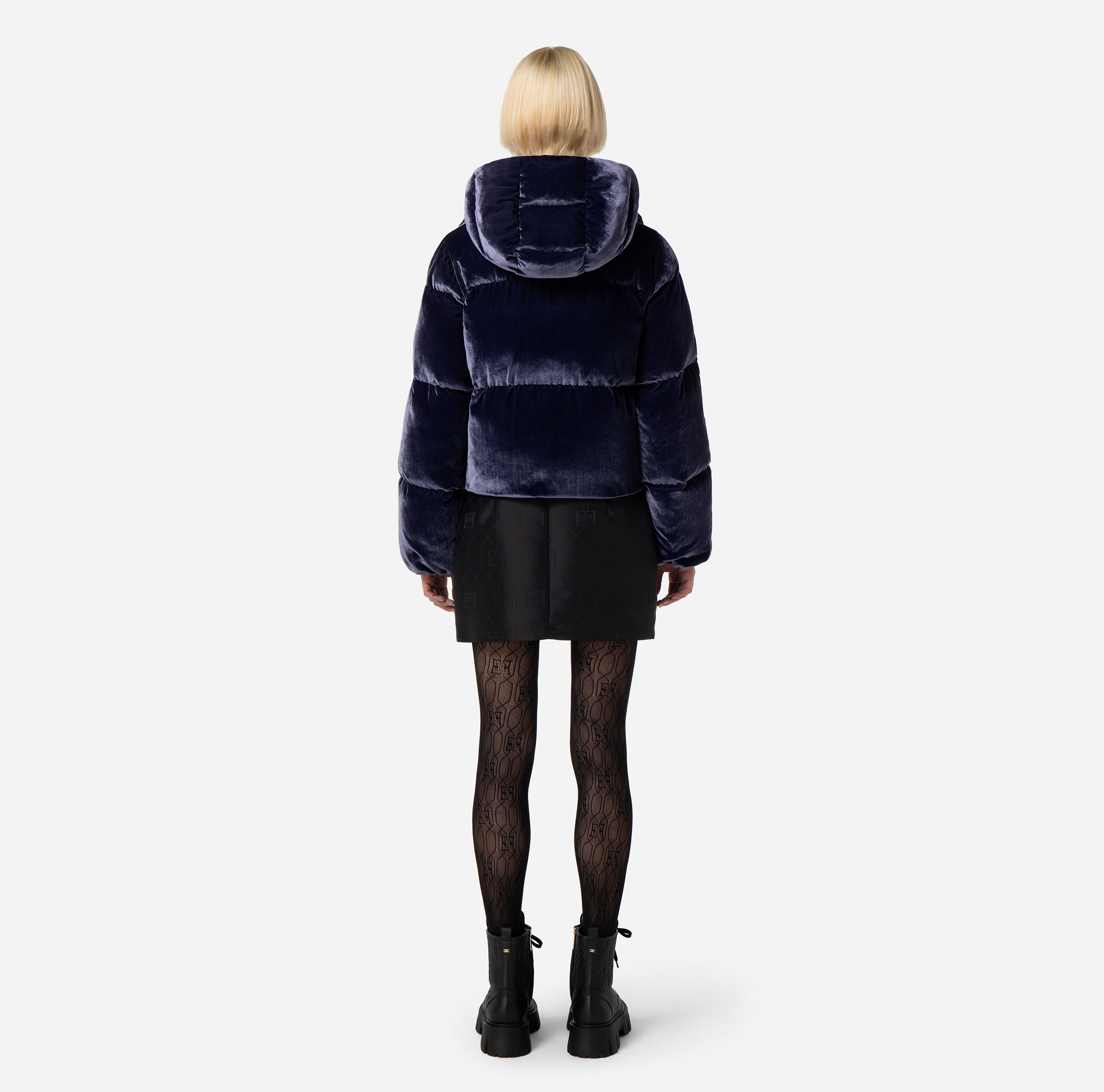 Navy velvet sales puffer jacket