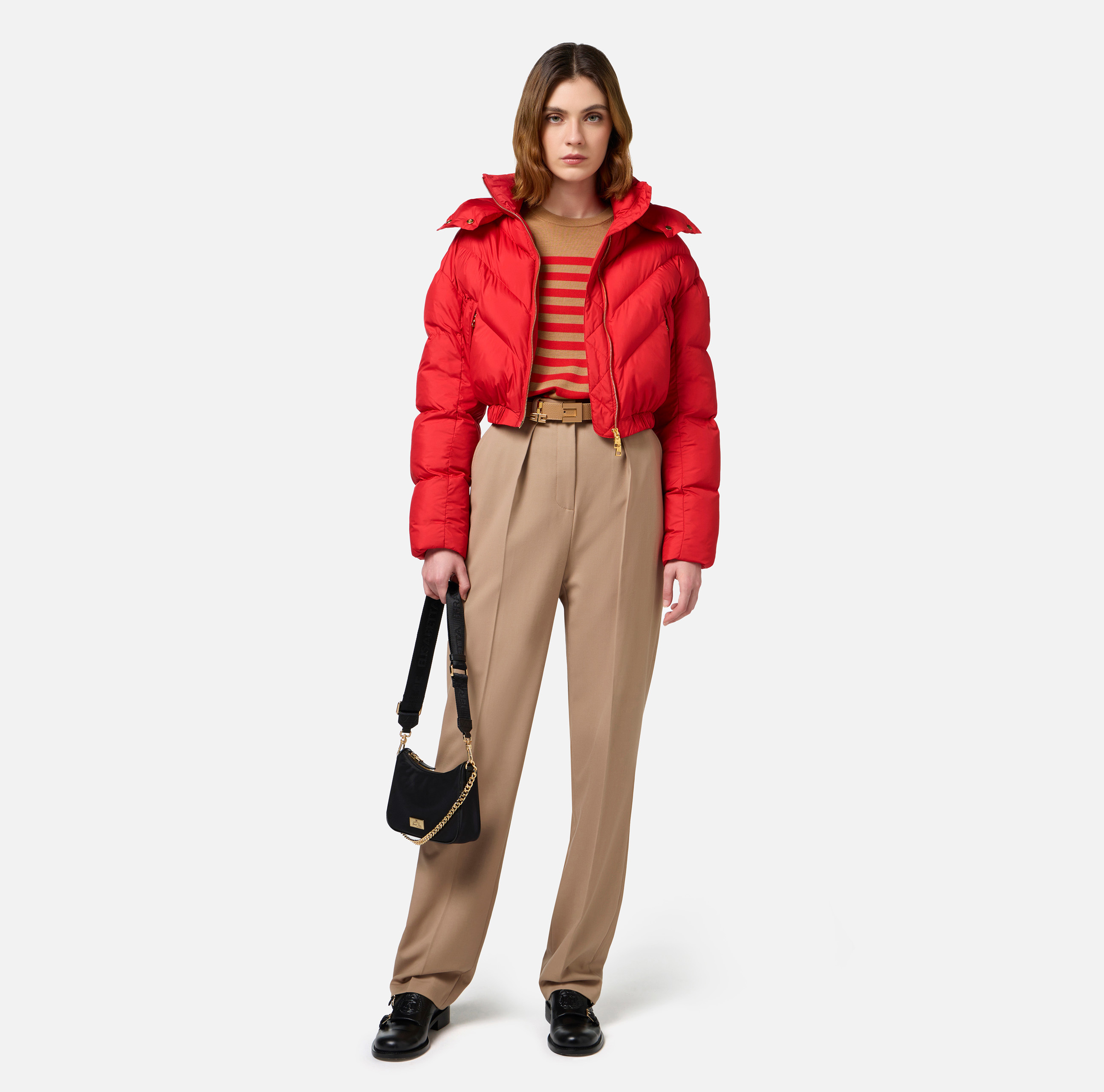 Leather bomber jacket with sheepskin collar | Elisabetta