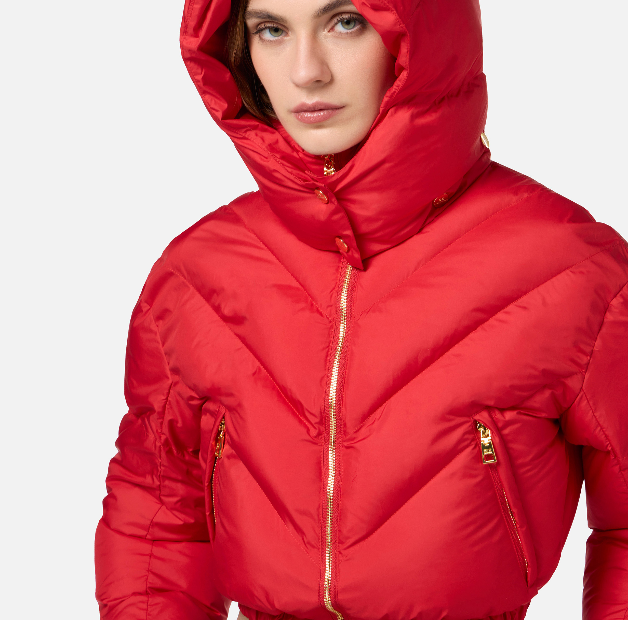 Cropped down jacket in shiny nylon | Elisabetta Franchi