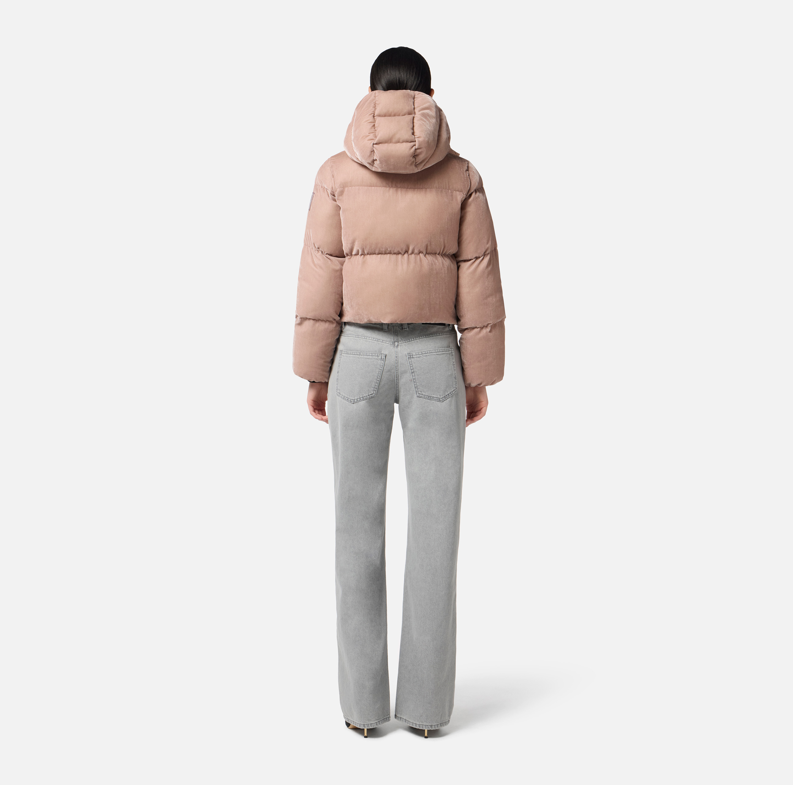 Velvet down jacket with hood | Elisabetta Franchi