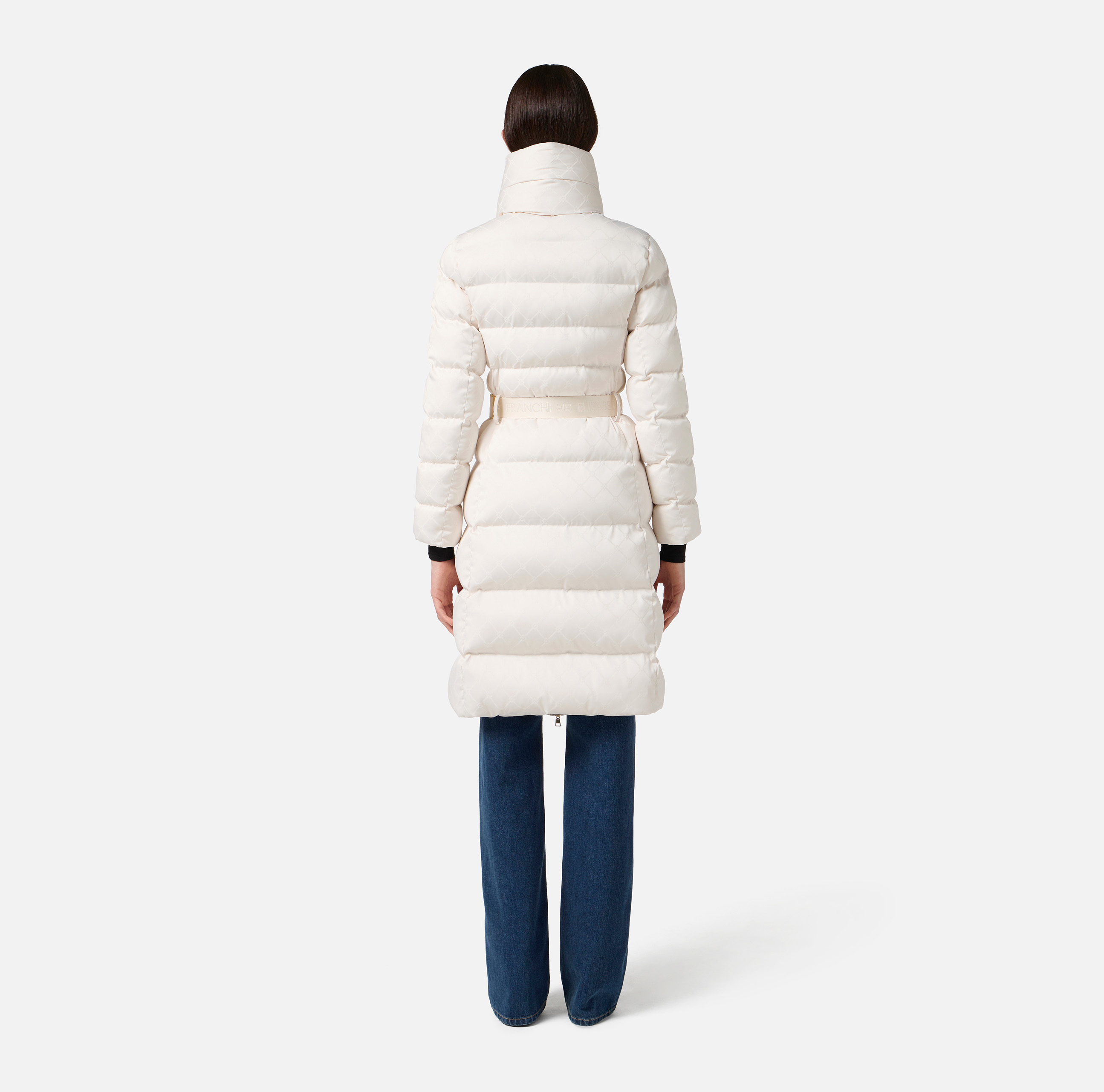 Down jacket in jacquard voile fabric | Elisabetta Franchi