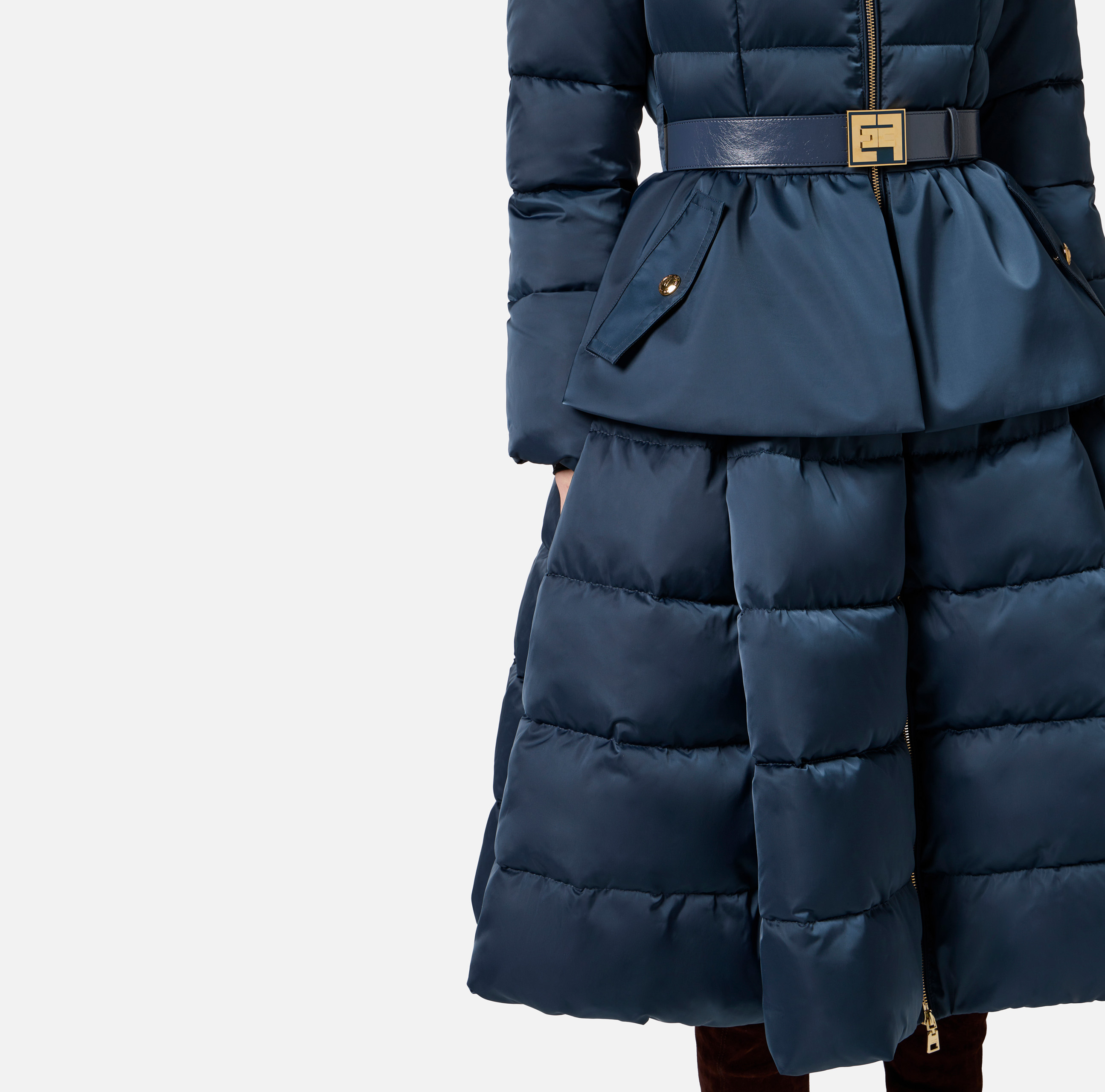 Down jacket in voile fabric with circle skirt | Elisabetta Down jacket in voile fabric with circle skirt | Elisabetta
