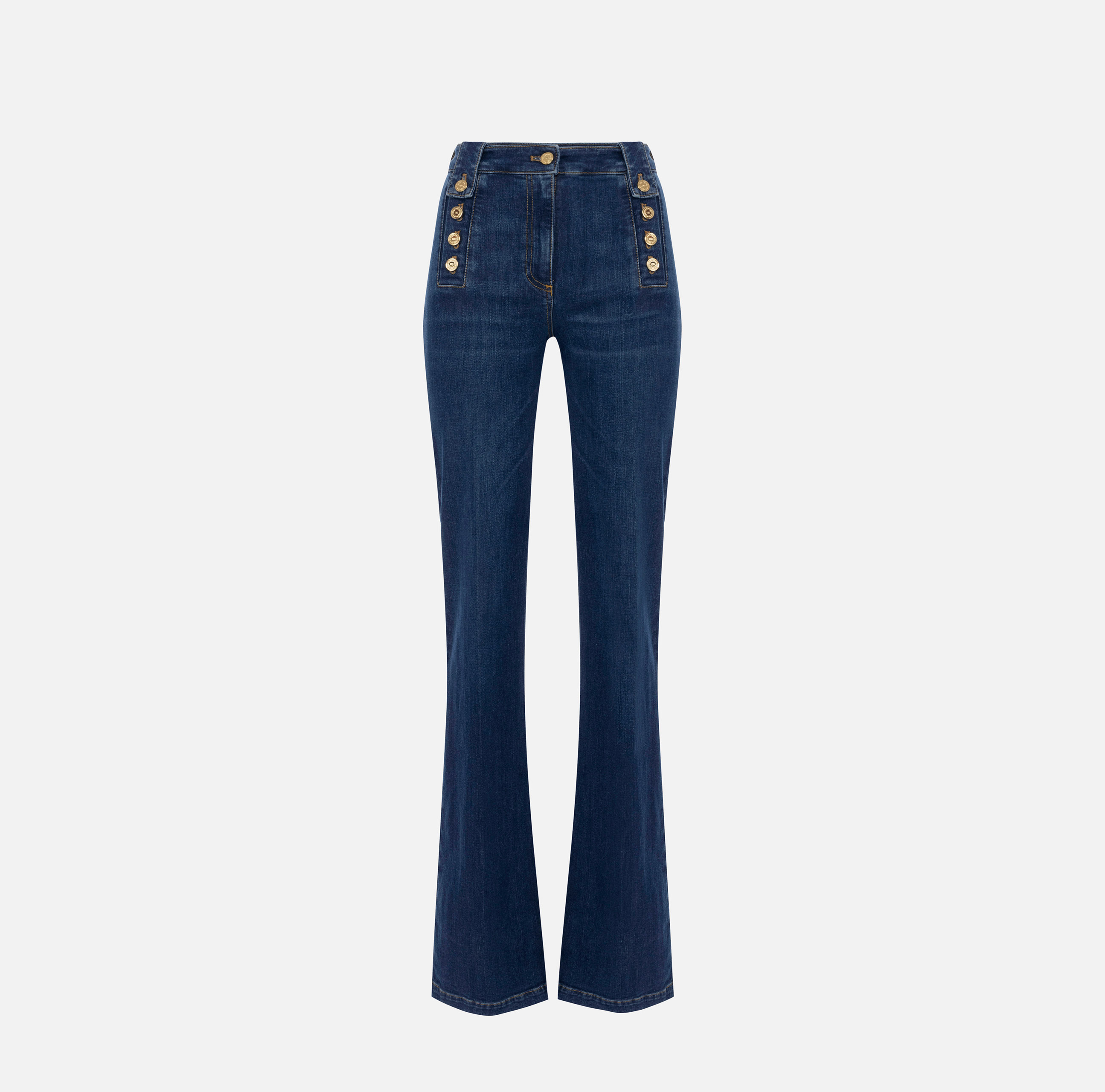 パンツ ELISABETTA FRANCHI PALAZZO JEANS WITH CHAIN Palazzo jeans with buttons | Elisabetta Franchi