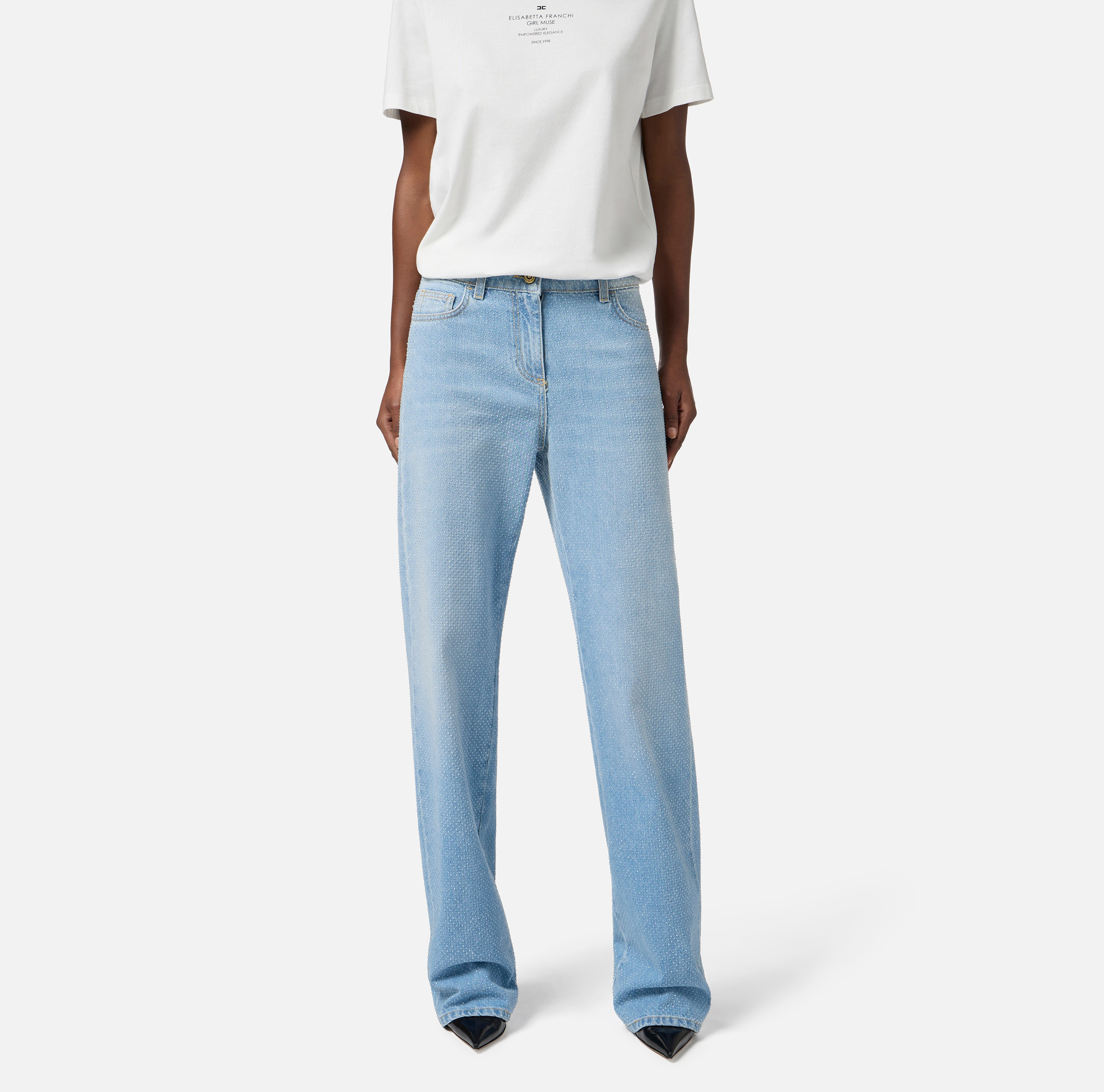 Denim jeans with rhinestones | Elisabetta Franchi