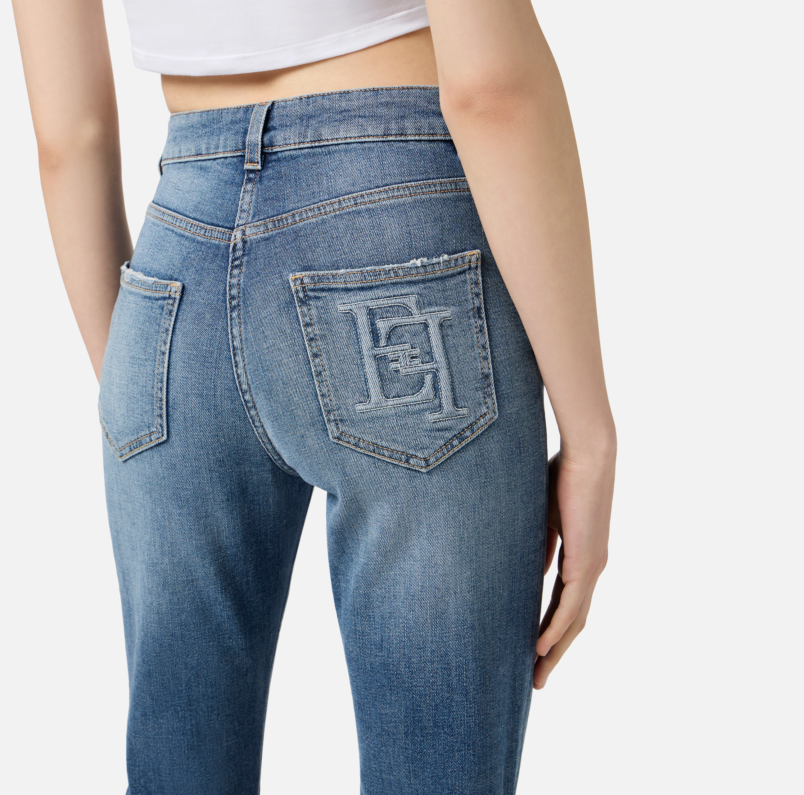 デニム・ジーパン ELISABETTA FRANCHI JEWELS LOGO JEANS Jeans with jewel chain | Elisabetta Franchi