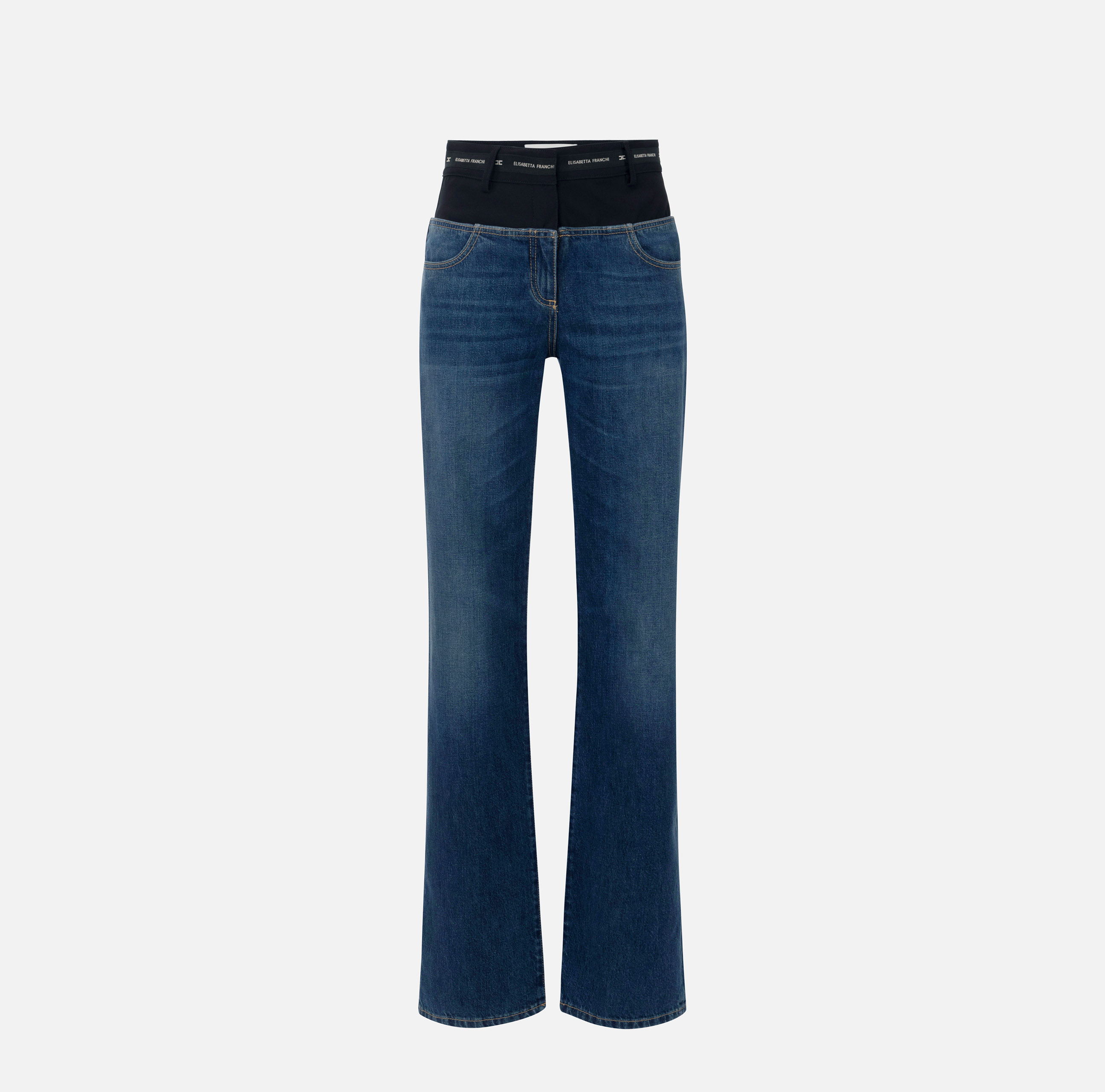 【24-25AW】ELISABETTA FRANCHI ストレート コットン ジーンズ Elisabetta Franchi straight stretch cotton jeans for women
