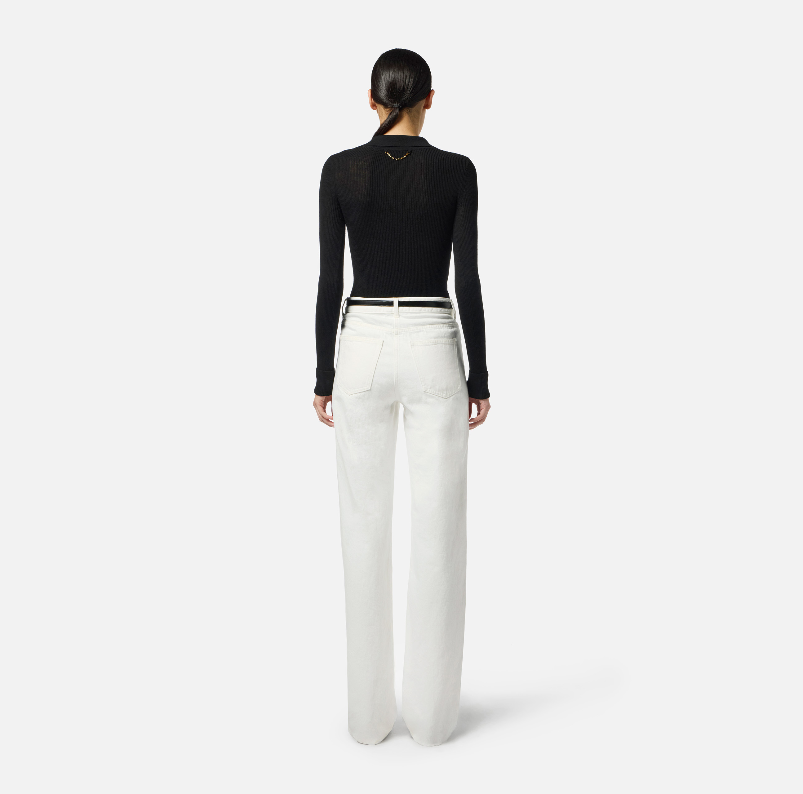 【25SS】 ELISABETTA FRANCHI サテンバンド パラッツォパンツ Jeans with satin bands | Elisabetta Franchi