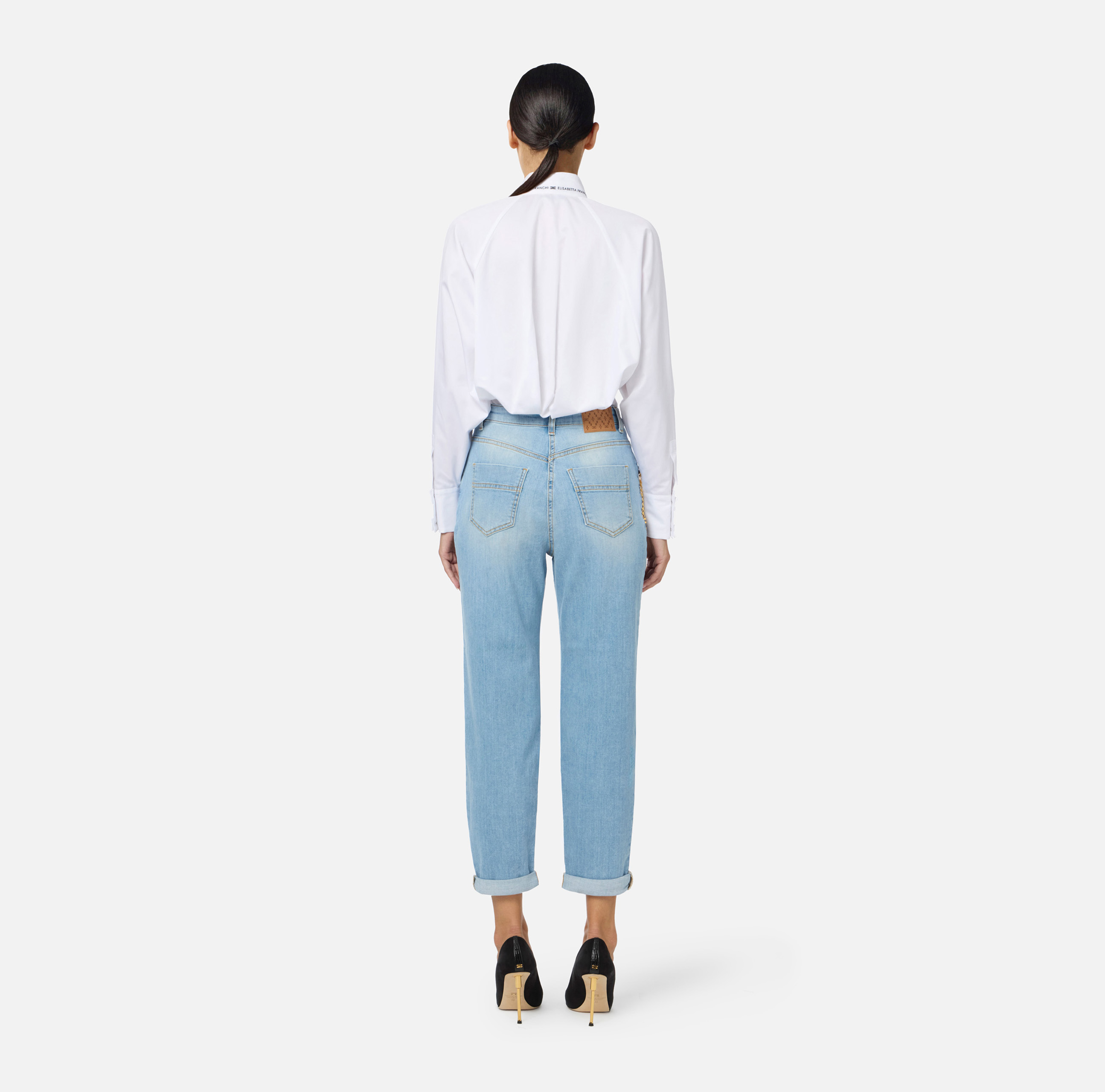 Jeans Palazzo Pantaloni Con Catena Elisabetta Franchi Jeans A
