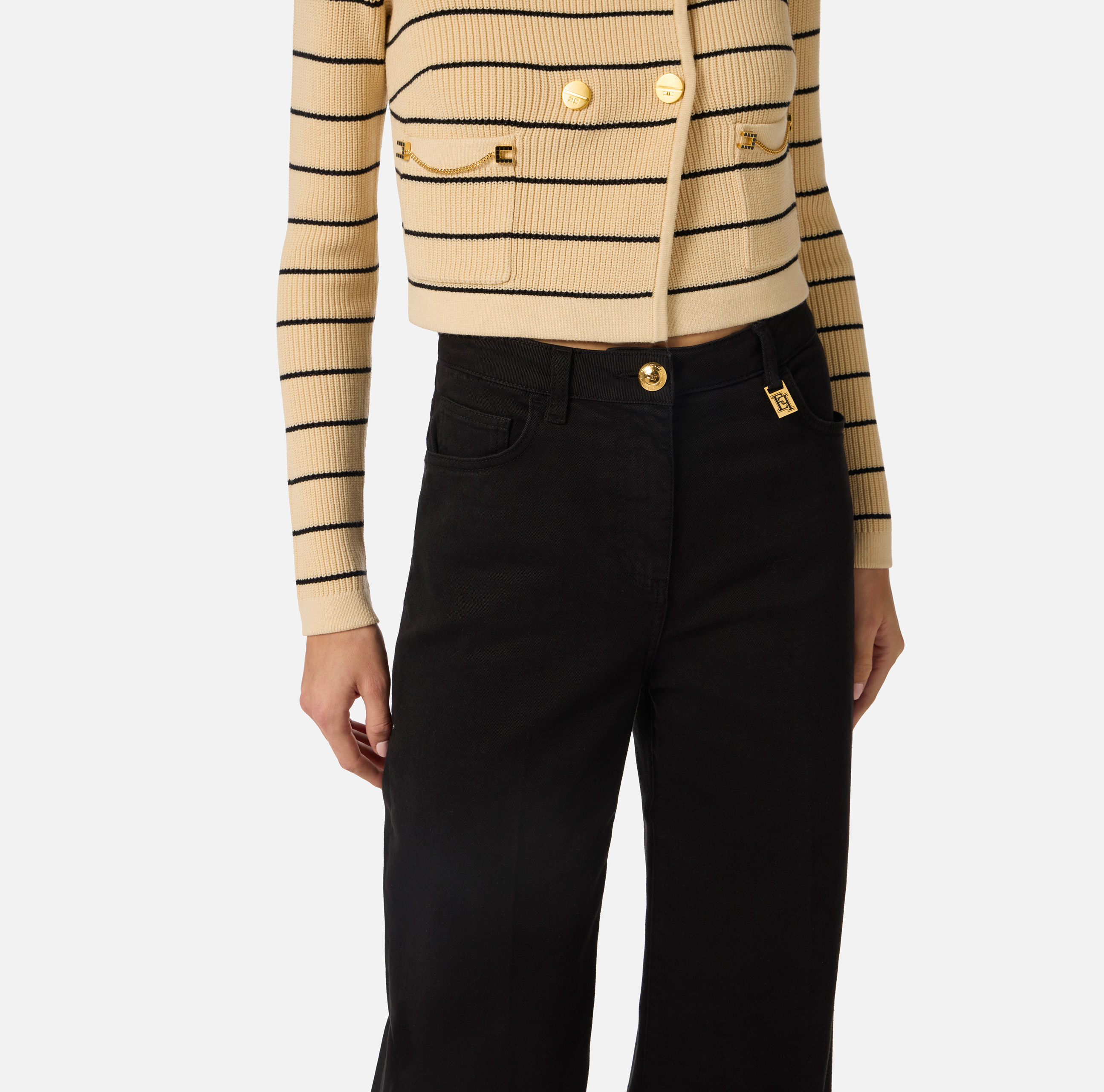 Palazzo jeans with logo detail | Elisabetta Franchi