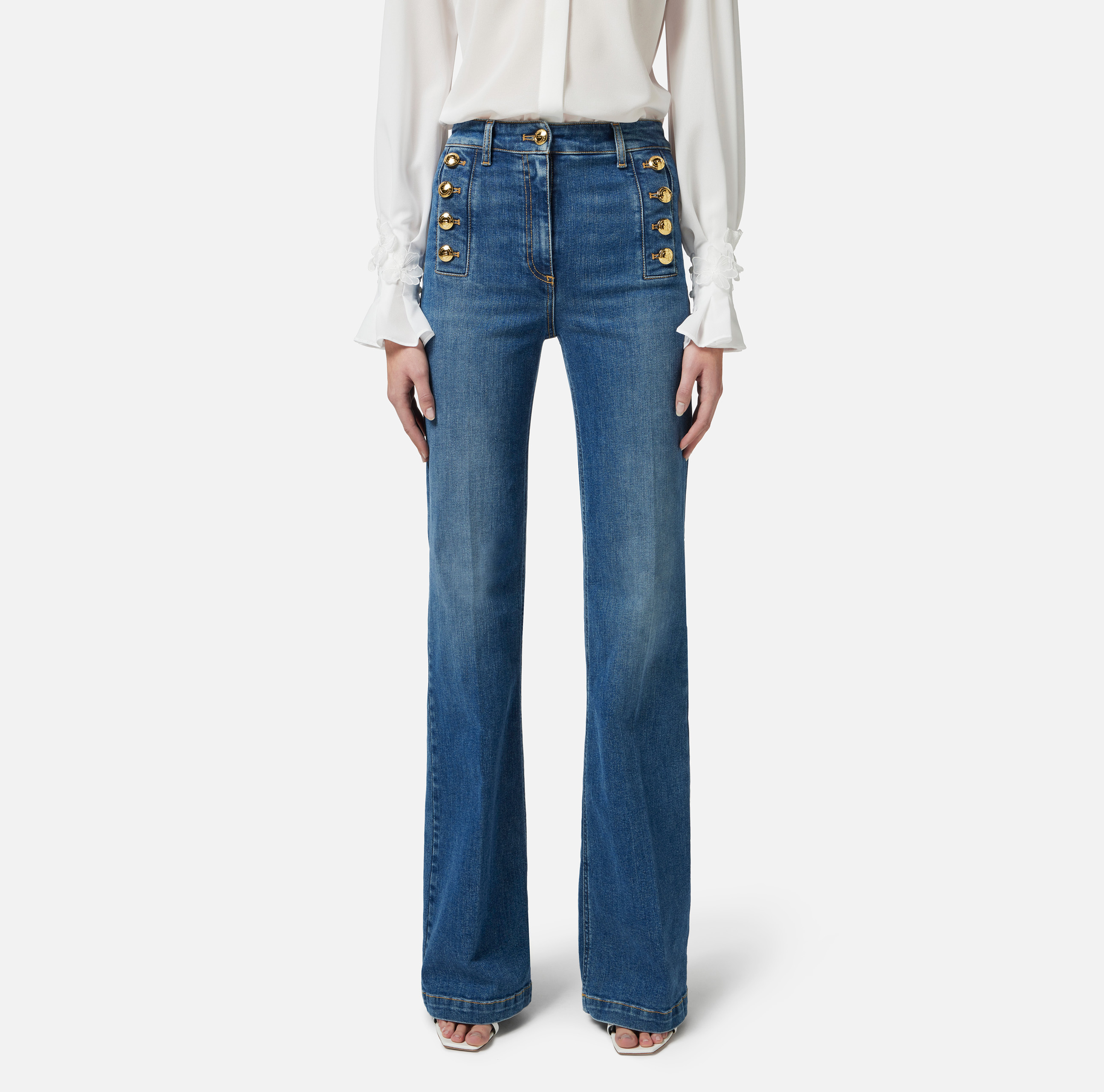 デニム・ジーパン Elisabetta Franchi Light Blue Cargo Jeans Elisabetta Franchi Light Blue Cargo Jeans in Blue | THE LIST