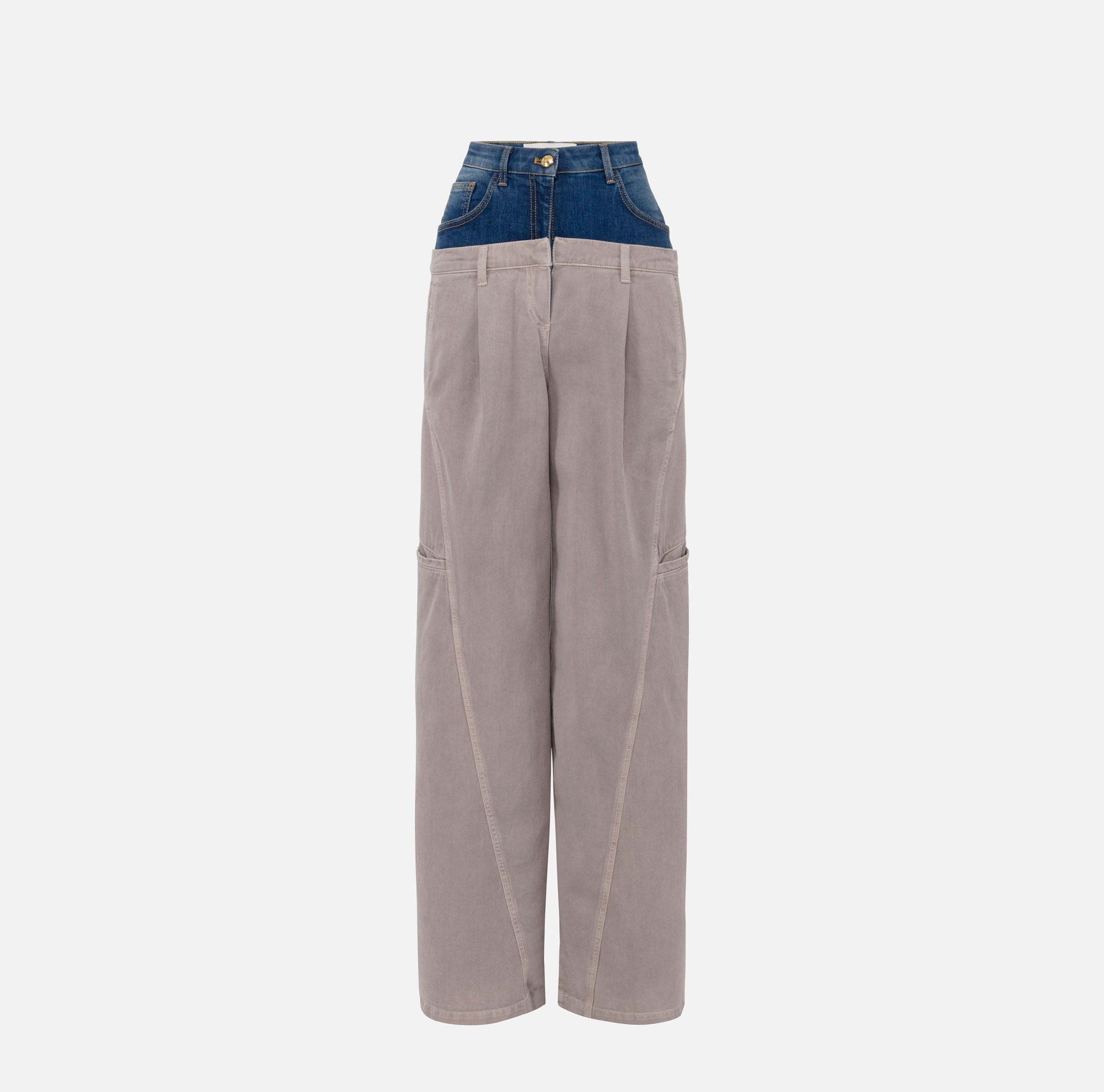 elisabetta franchi Pantalon cargo en coton avec basque en denim