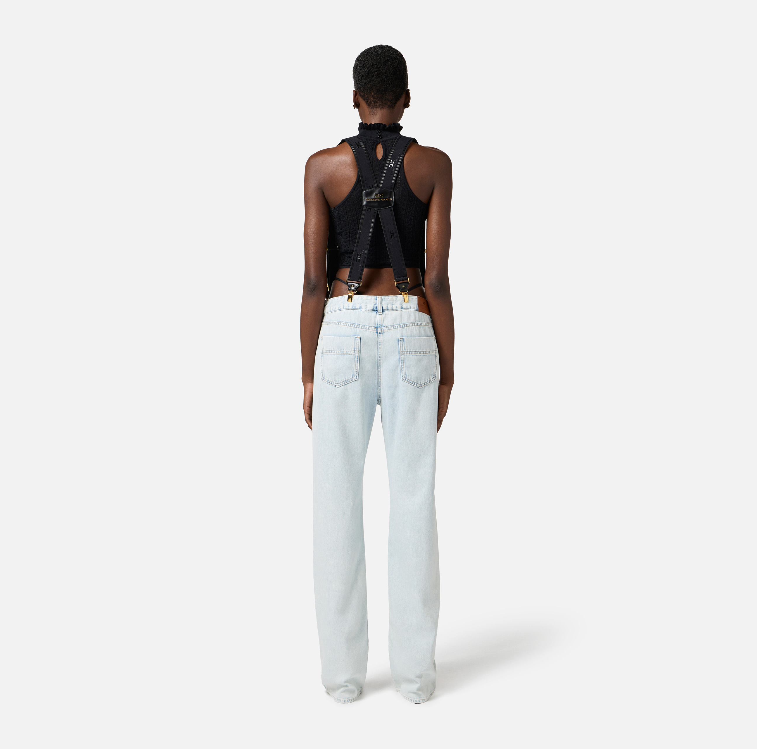 【★完売必至★】ELISABETTA FRANCHI ☆ コットンジーンズ ☆完売必至☆】ELISABETTA FRANCHI ☆ パラッツォジーンズ
