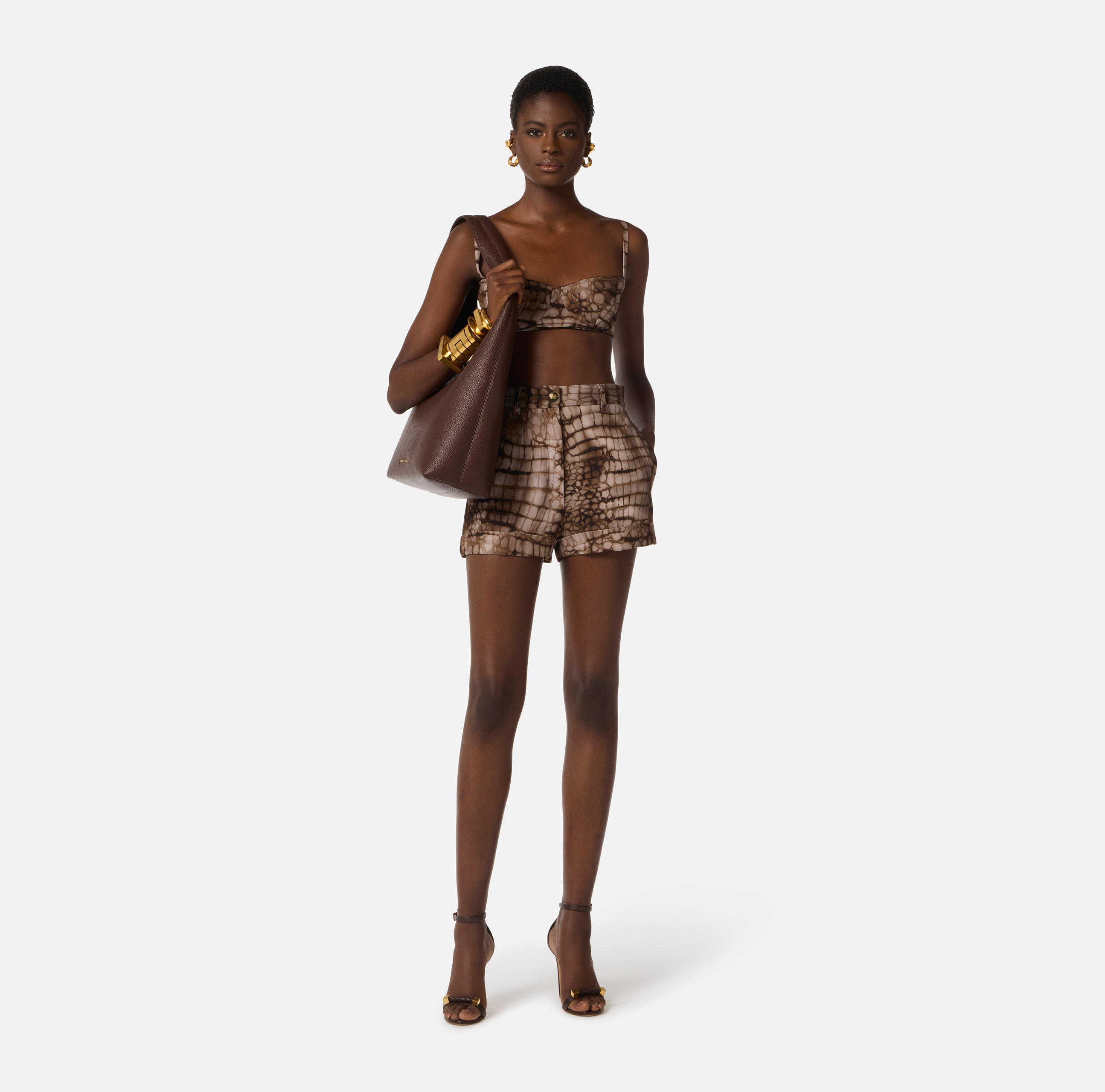Bra in cady and tulle fabric with alligator print | Elisabetta Franchi