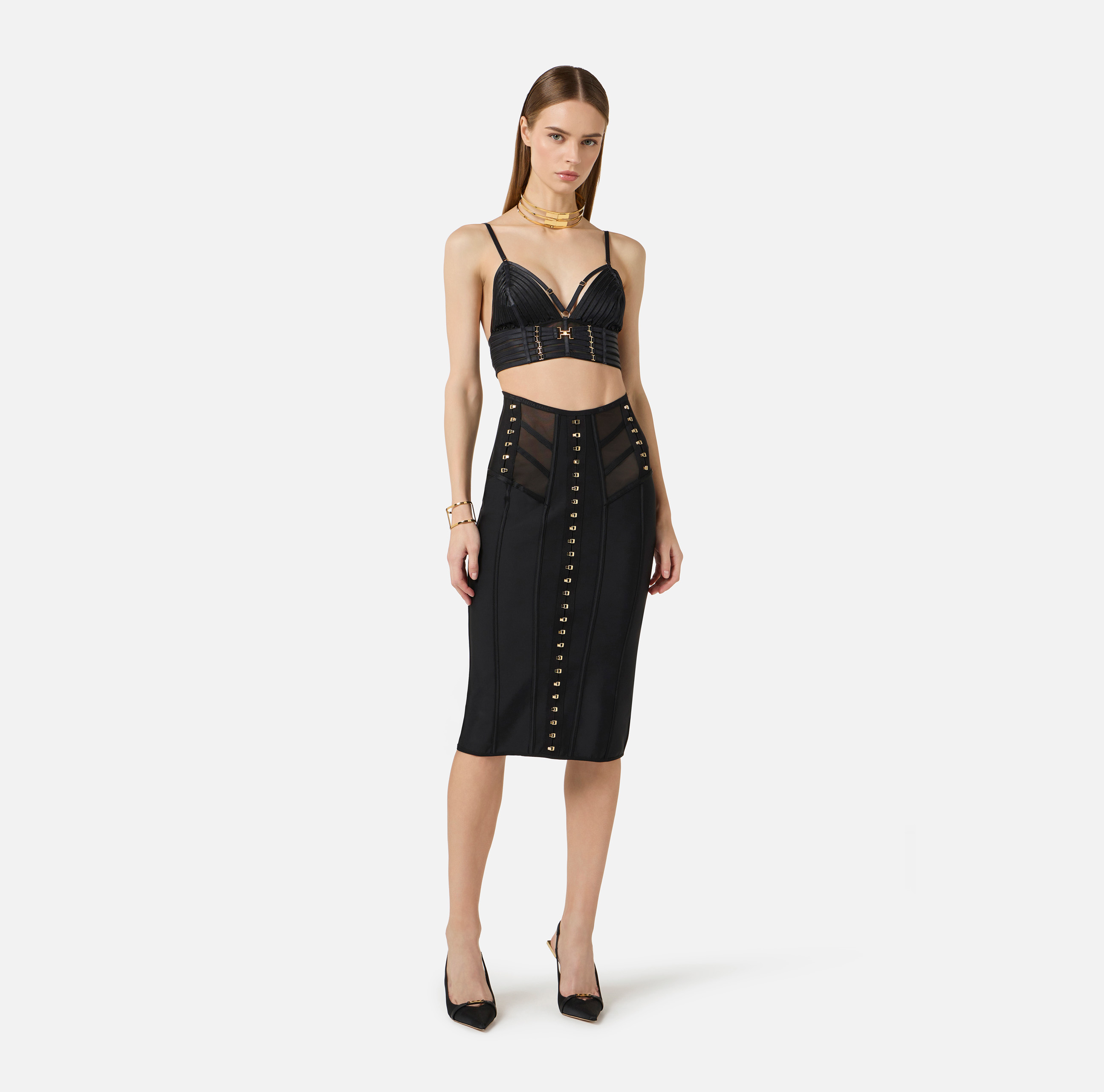 Tulle bra with elastic straps | Elisabetta Franchi