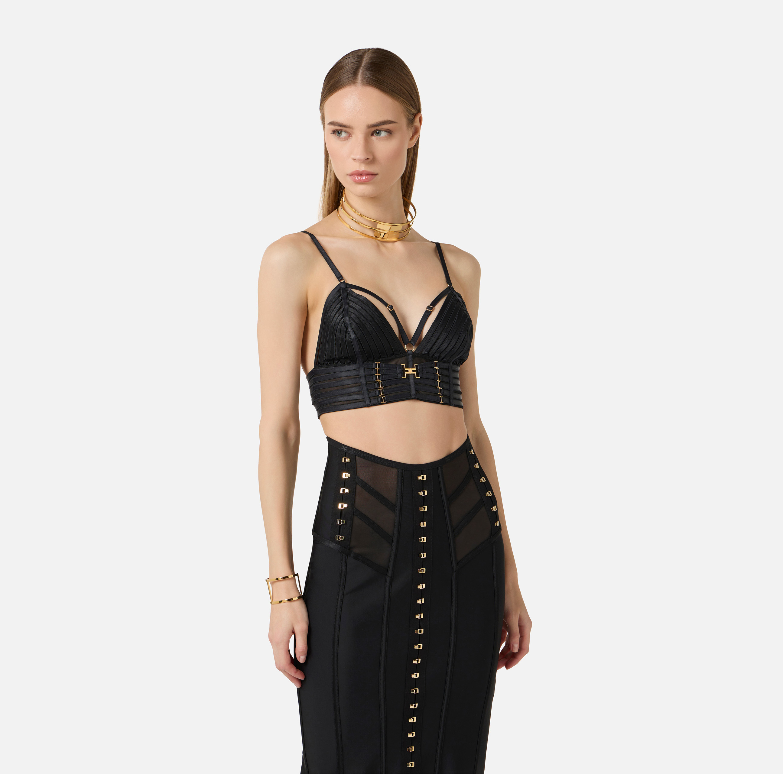 Tulle bra with elastic straps | Elisabetta Franchi