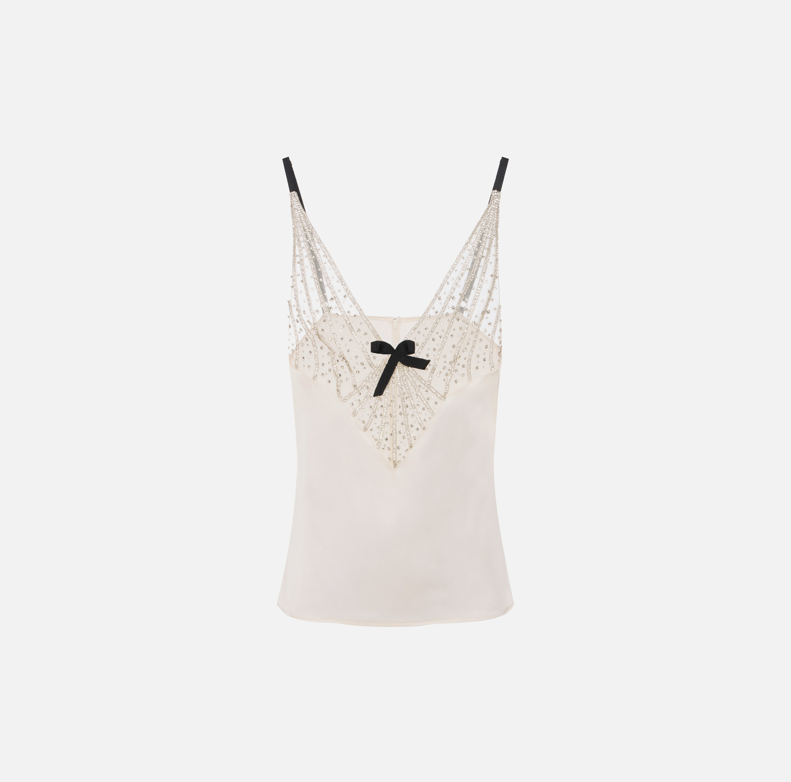 elisabetta franchi Top en satin et tulle avec strass