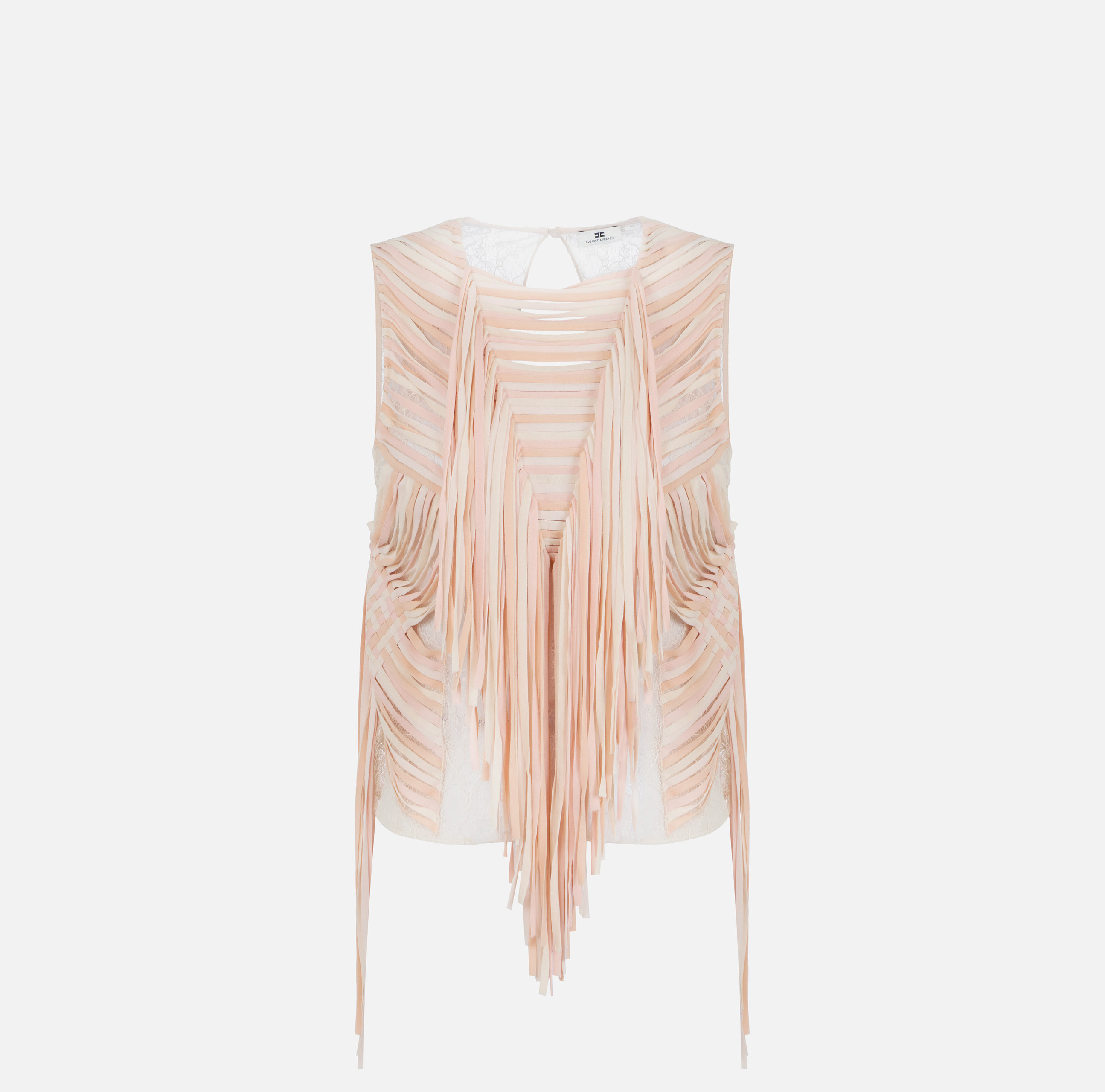Floral lace top with fringes | Elisabetta Franchi