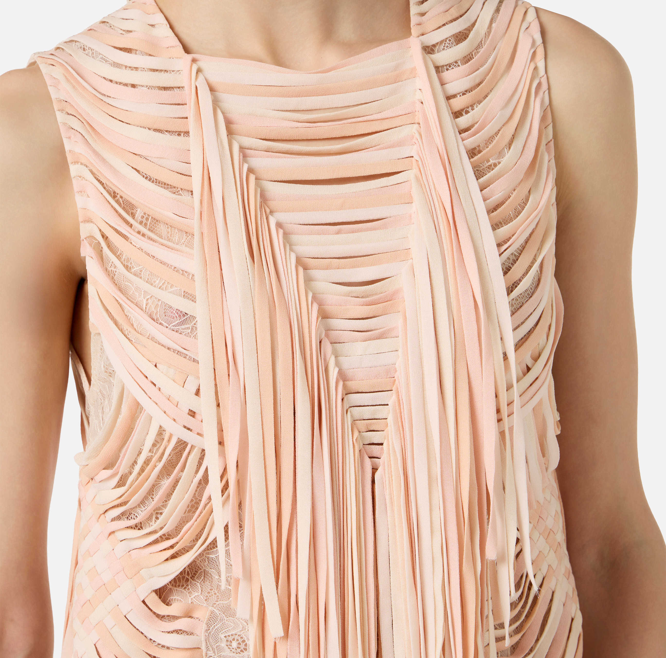 Floral lace top with fringes | Elisabetta Franchi