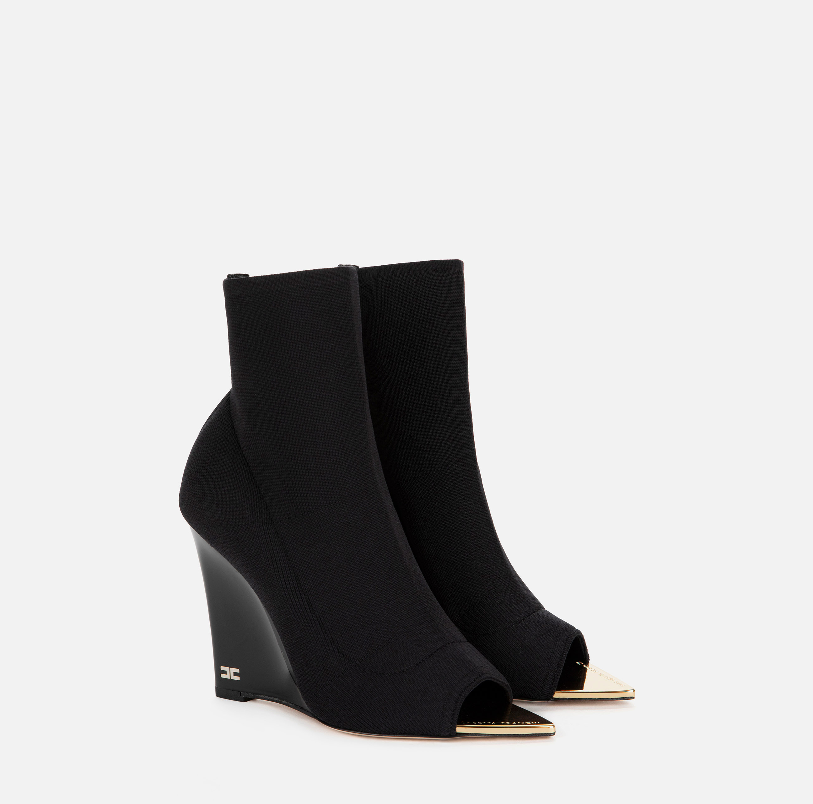 black wedge booties open toe